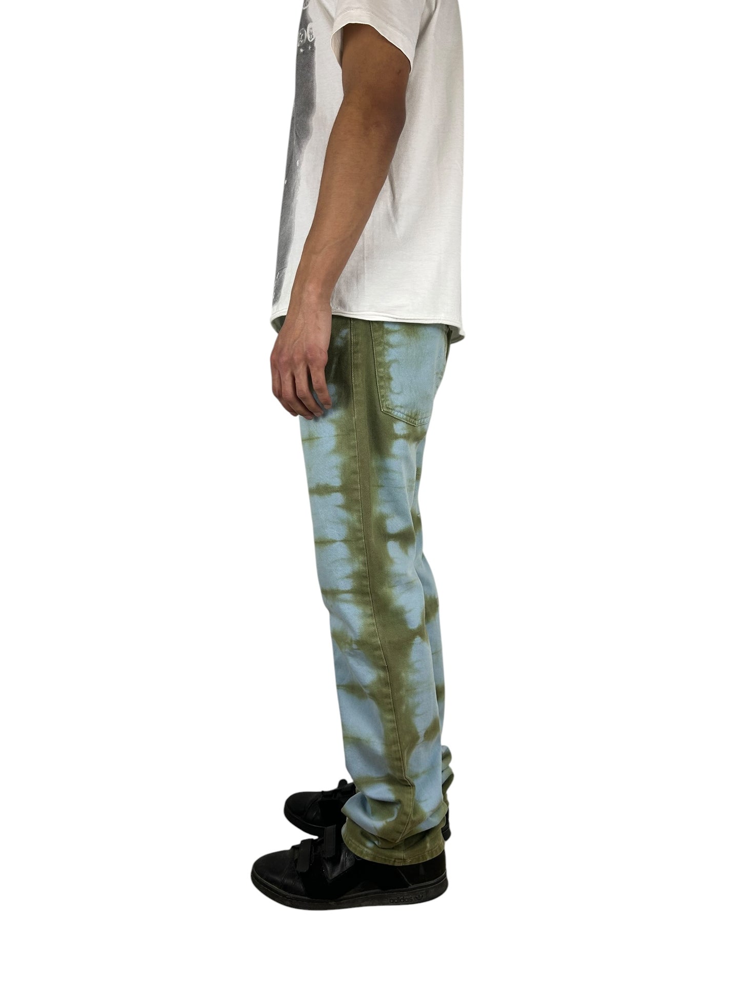Dolce & Gabbana Olive Tie-Dye/Bleached Straight Leg Denim (30.5x33)