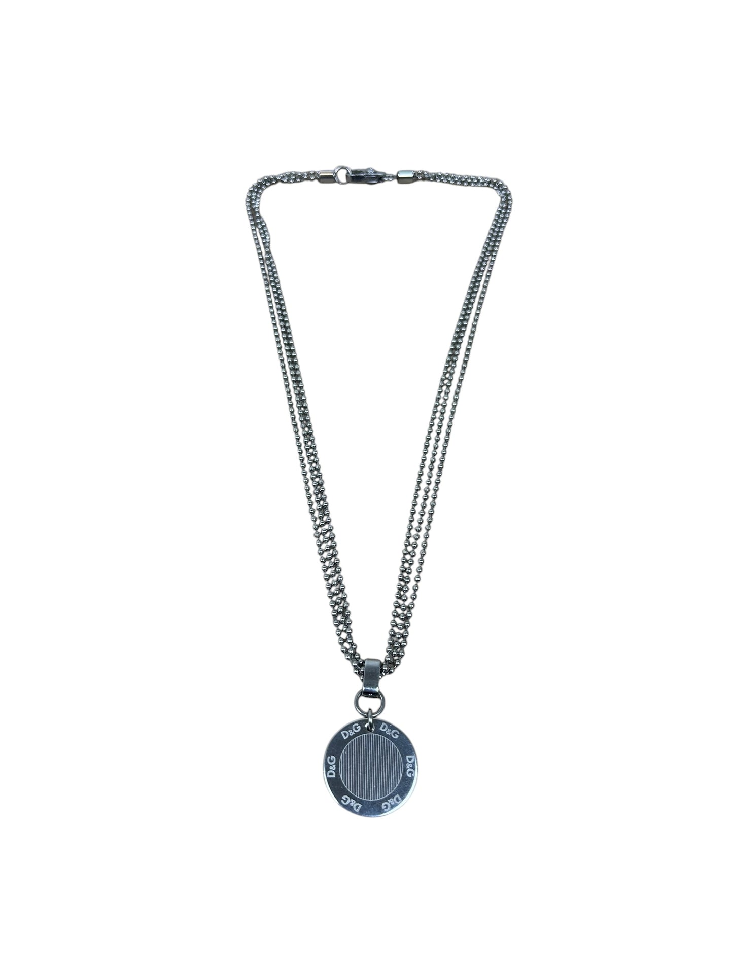 Dolce & Gabbana Silver Poker Chip Triple Chain Necklace
