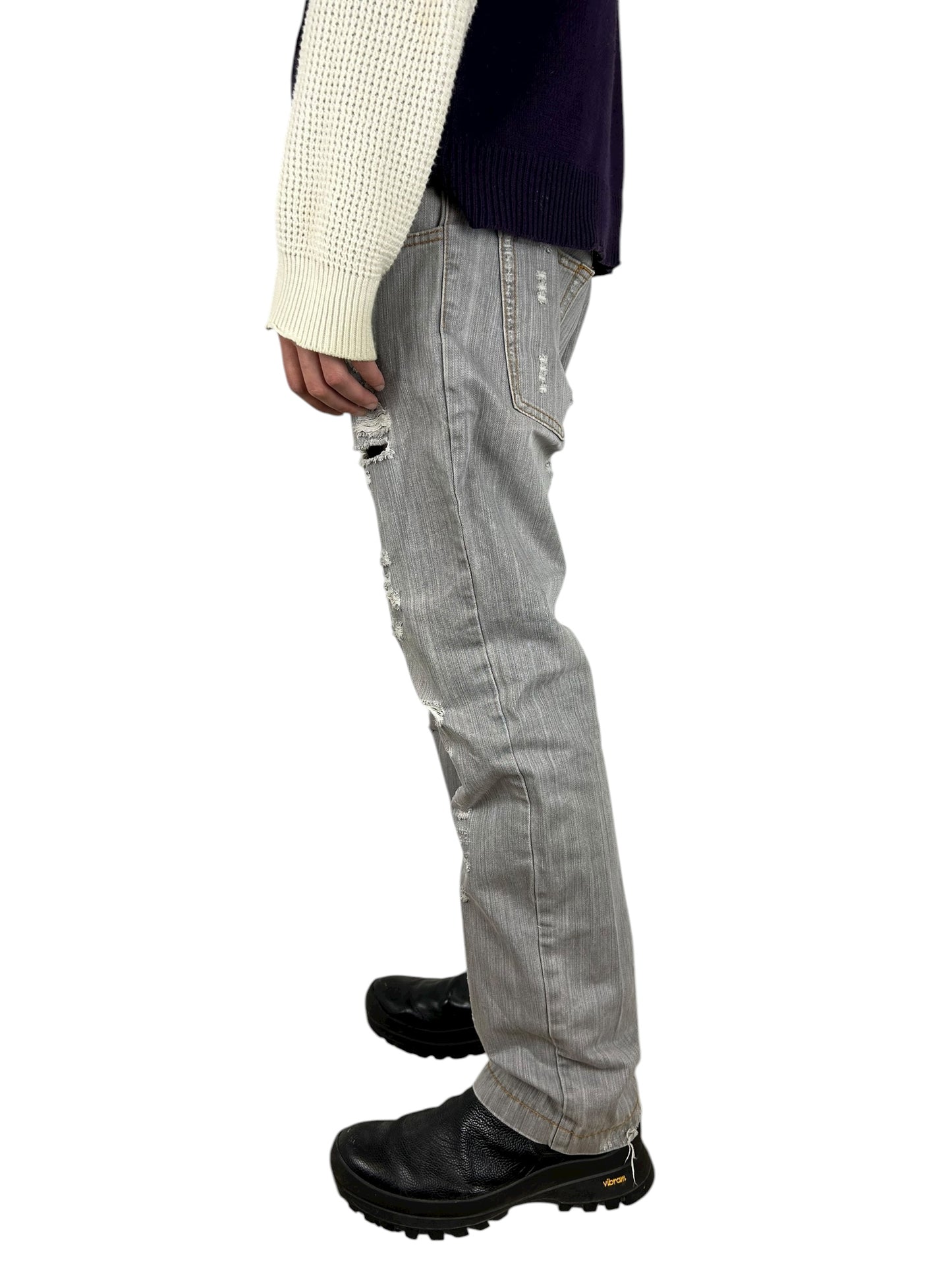 Dolce & Gabbana Grey Distressed Bootcut Denim (33x31)