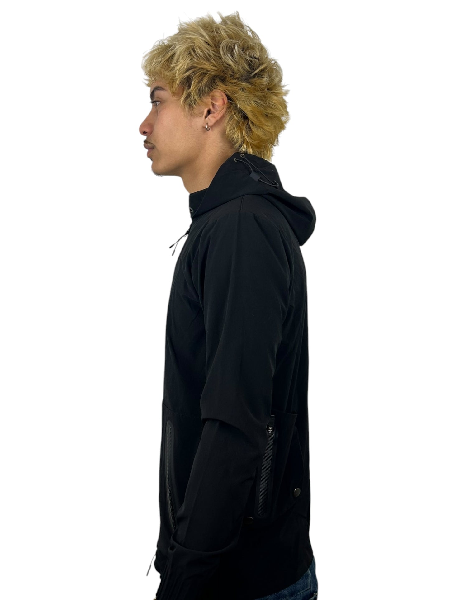 2000s 5351 Pour Les Hommes Technical Nylon Zip Hooded Jacket Removable Back Pocket (M)