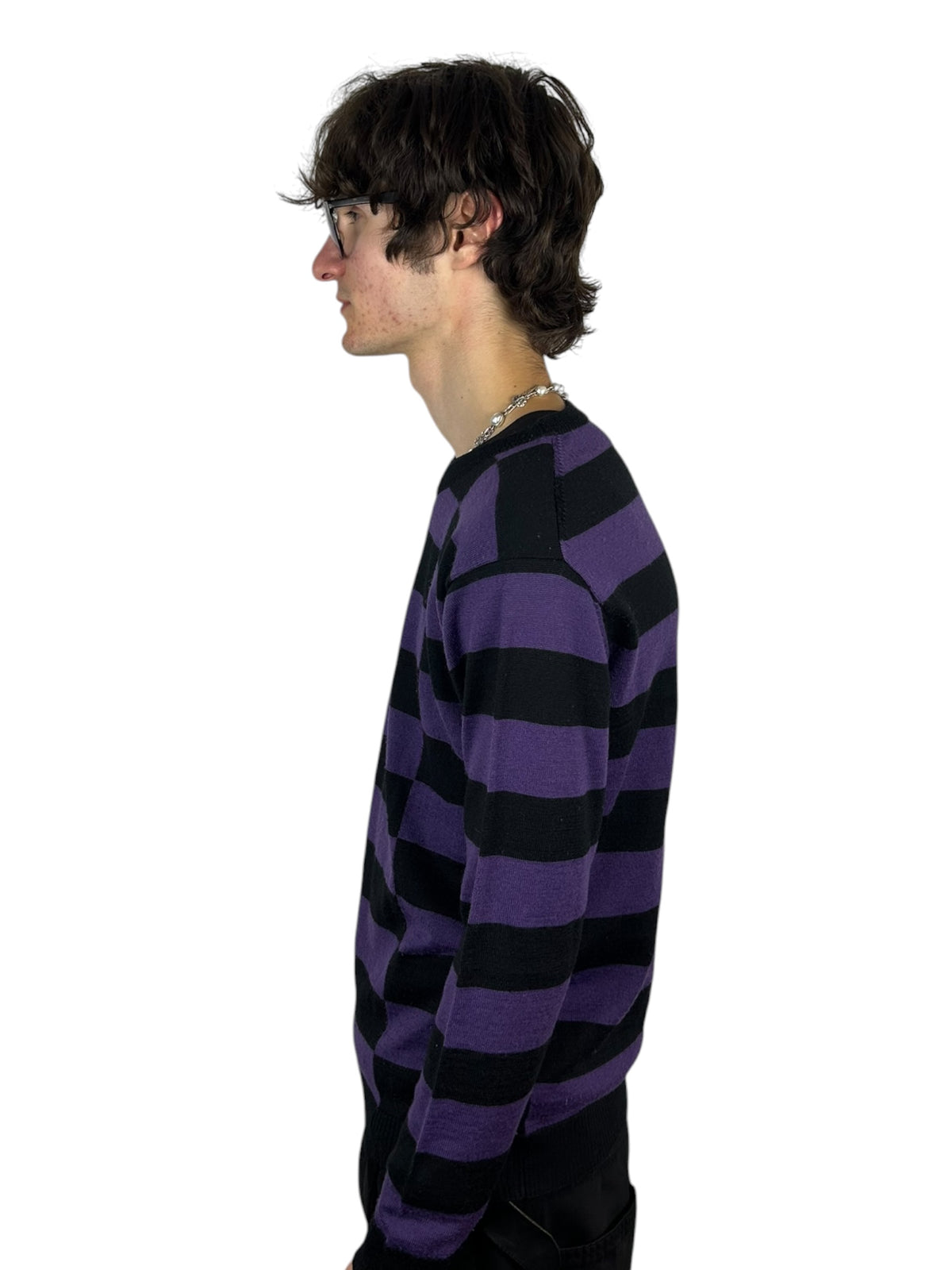 2000s PPFM Asymmetrical Striped Knit Sweater (M)