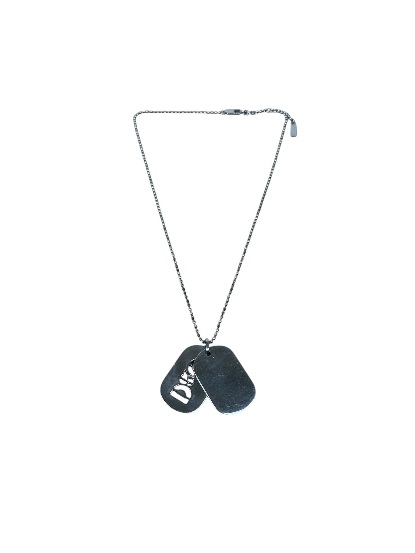 Dolce & Gabbana Silver Cutout Logo Double Dog-tag Necklace
