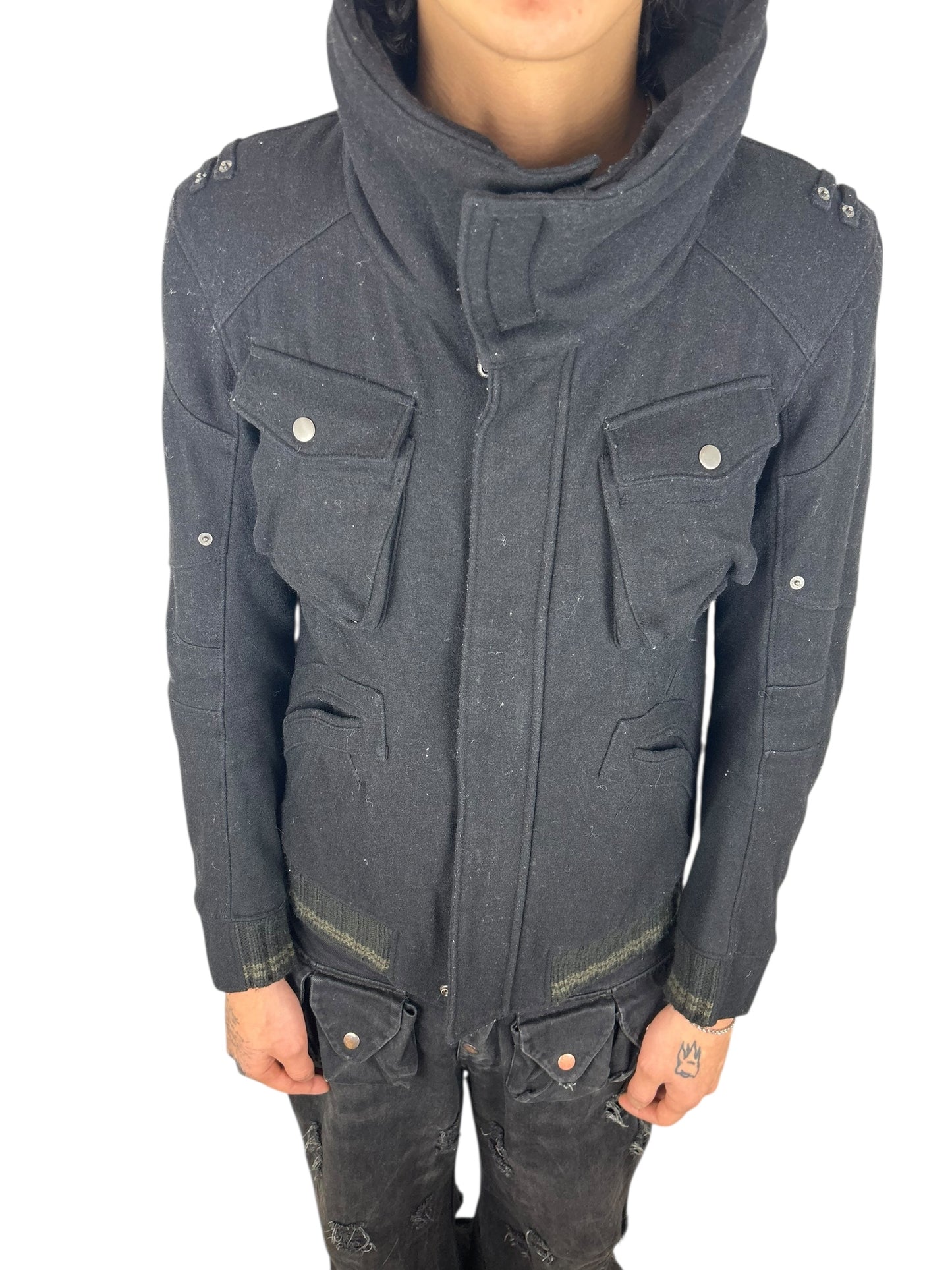 2000s PPFM Wool Tactical Stand-Collar Jacket (L)