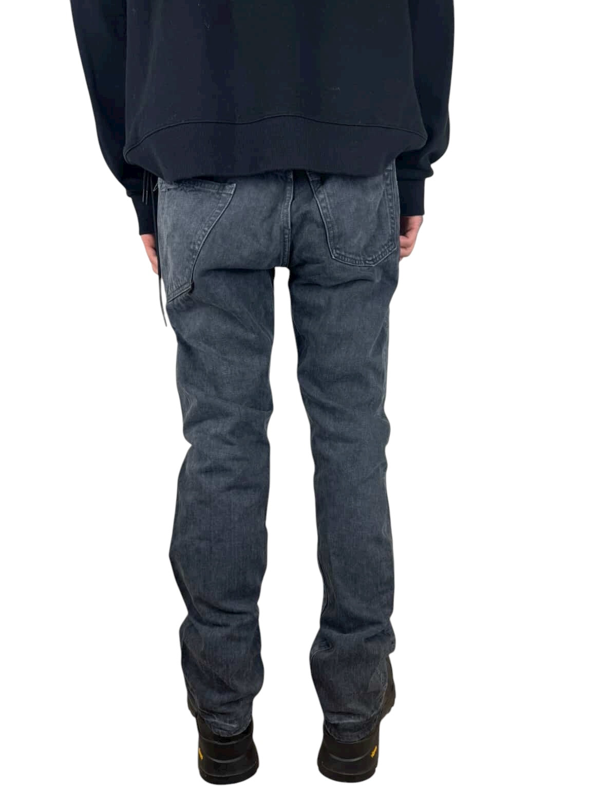 Johnbull Asymmetrical Cut Black Patchwork Distressed Denim (32x32)