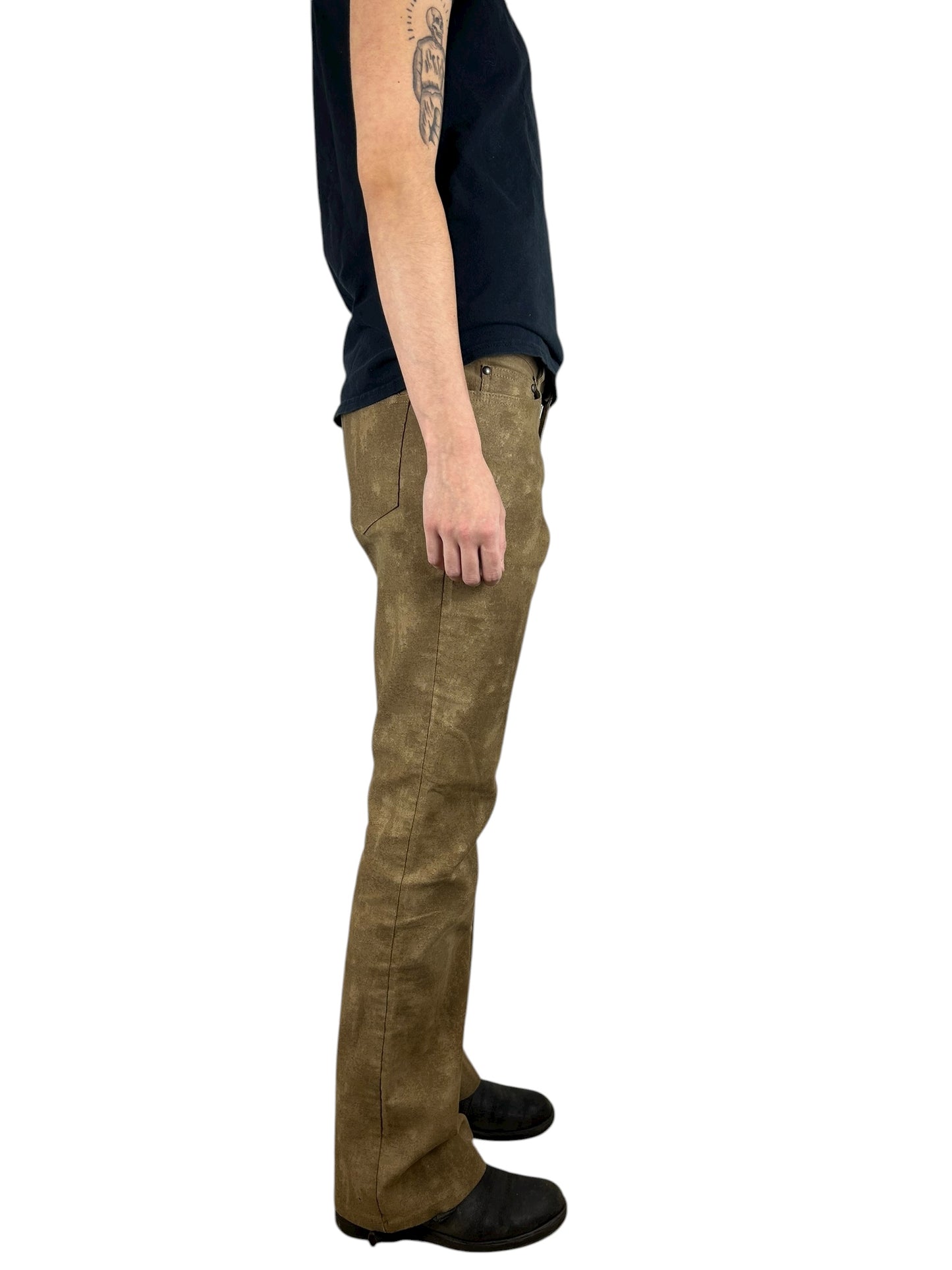 5351 Pour Les Hommes Stretch Cotton Twill Mura-Dyed Flared Pants (32x32)