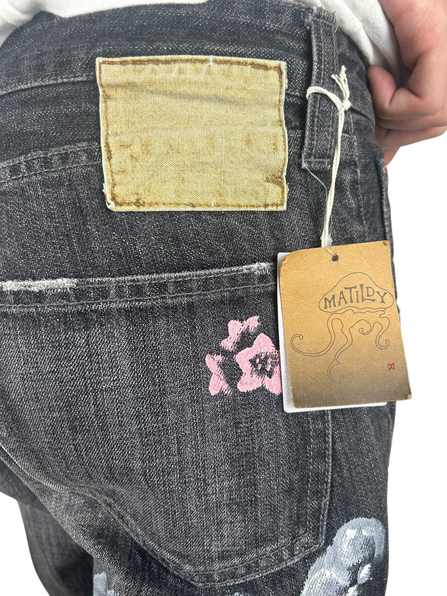1990s NWT Johnbull x Matilda Den Hand-Painted Dragon Jeans (30x34)