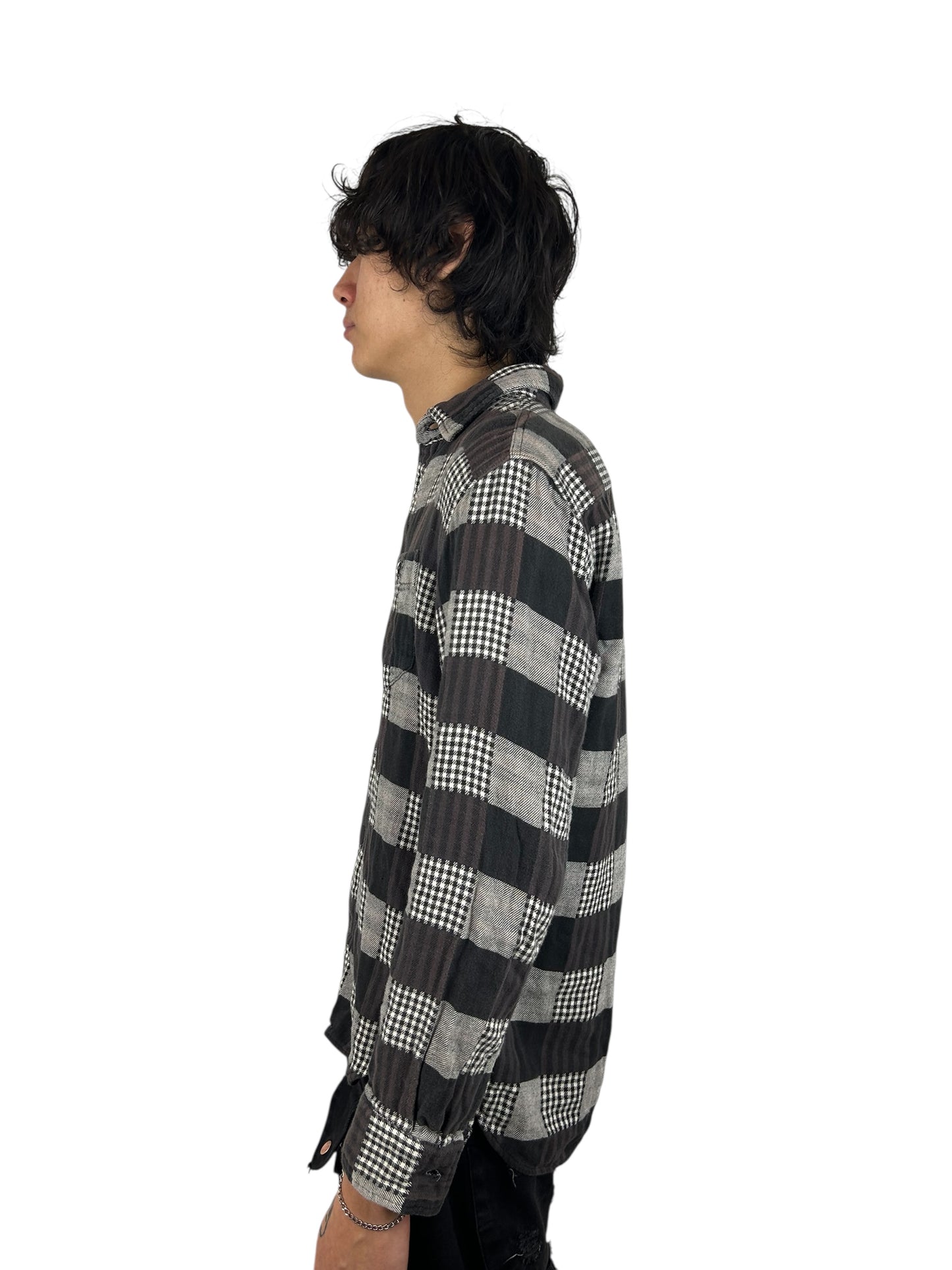 2000s PPFM Padded Glen Check × Buffalo Check Hybrid Flannel (M)