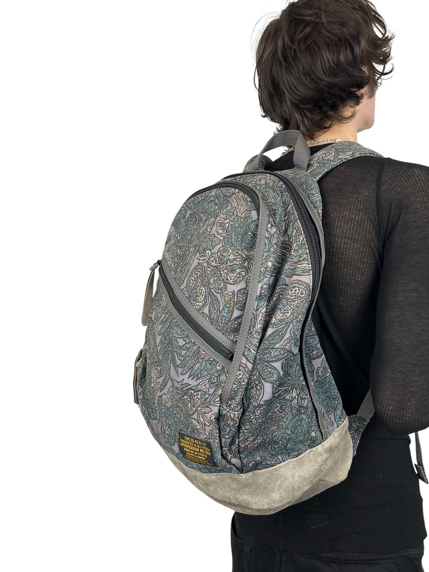 2011AW CABANE de ZUCCa Botanical Print Suede Bottom Backpack