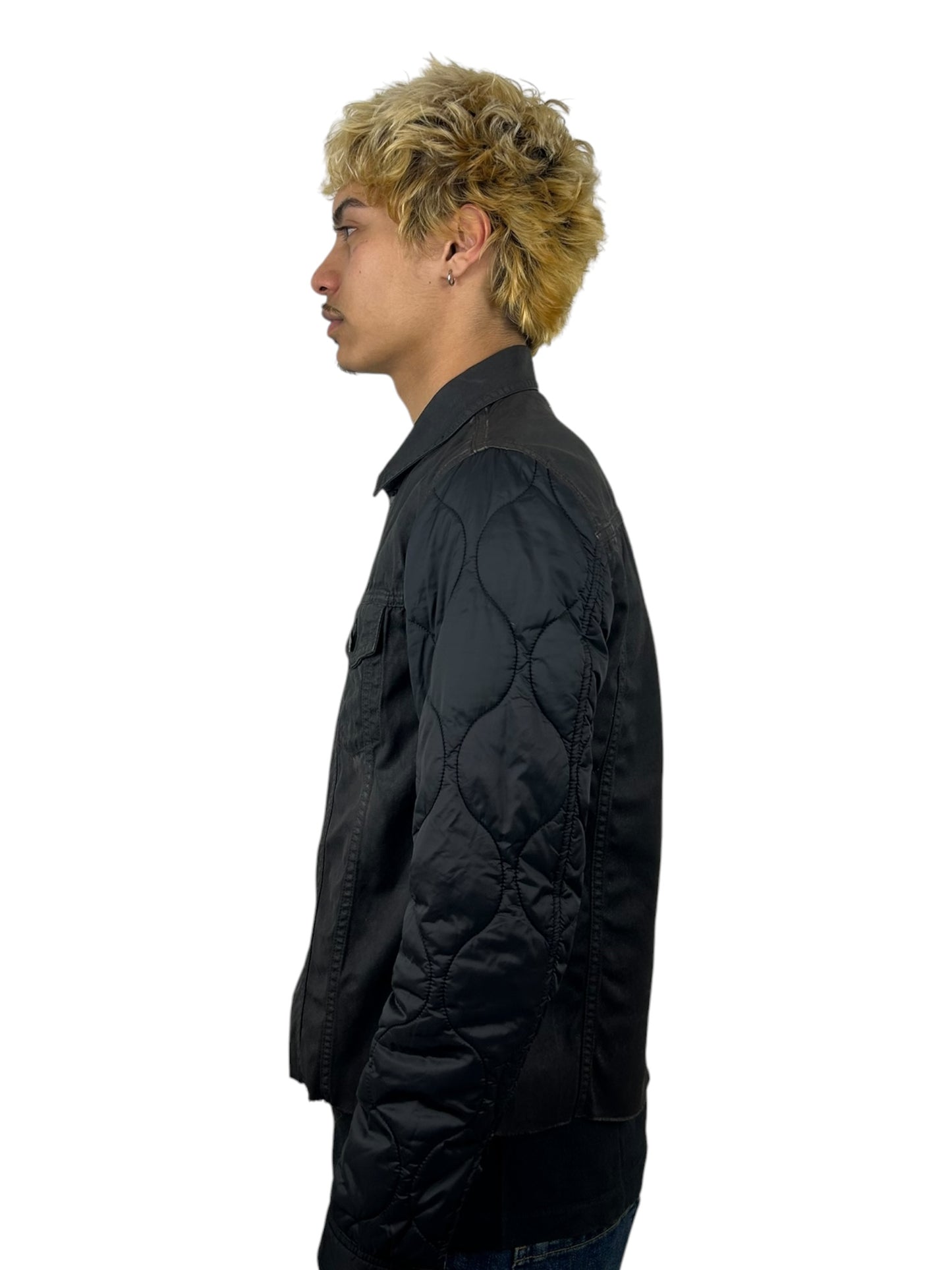2013AW Undercoverism “Anatomi Couture” Quilted Sleeve Panel Oil Faded Trucker Jacket (M)