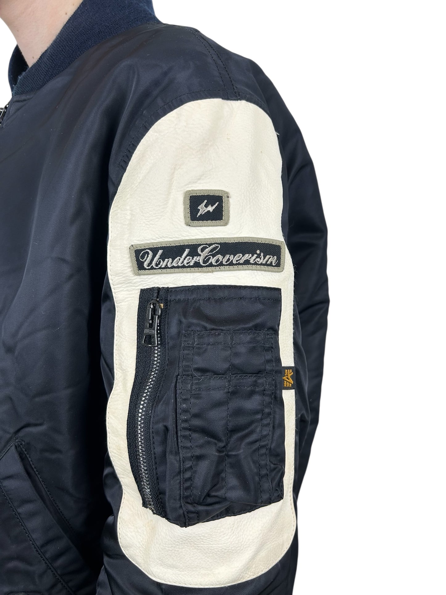 2004AW Undercover x Fragment Alpha Studios Deer Skin Panel Bomber Jacket (L)