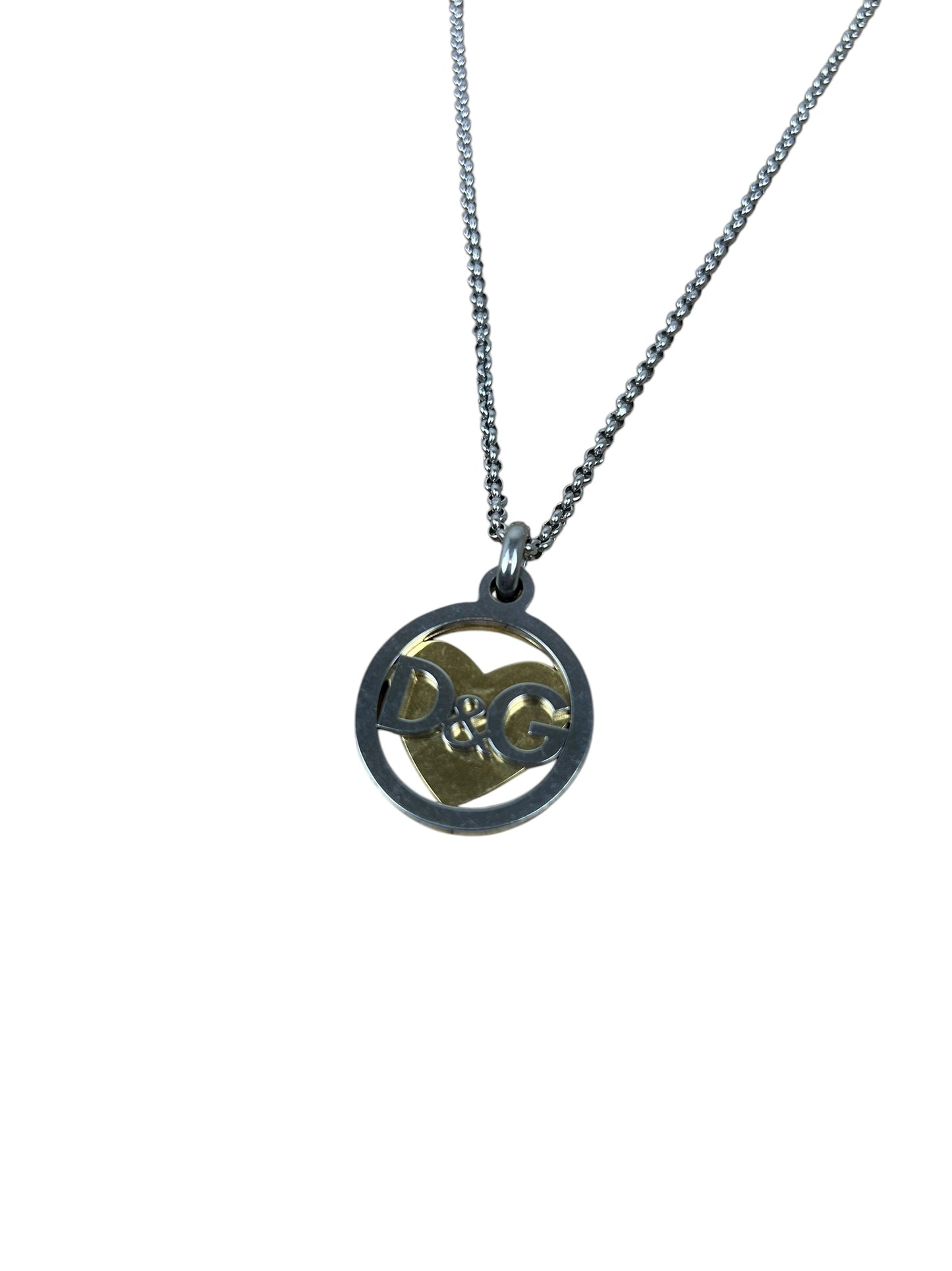 Dolce & Gabbana Silver/Gold Heart Pendant Necklace