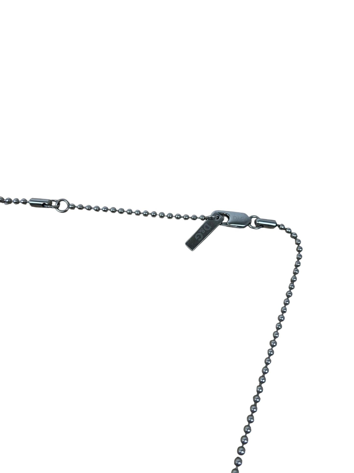 Dolce & Gabbana Silver/Leather Guitar Pick Double Pendant Necklace