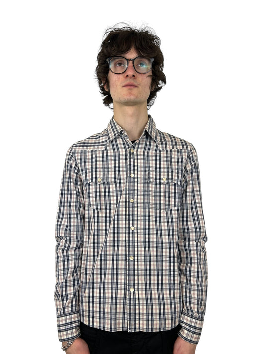 2000s PPFM “Manchester Anarchy” Tattersall Plaid Snap Button Shirt (M)