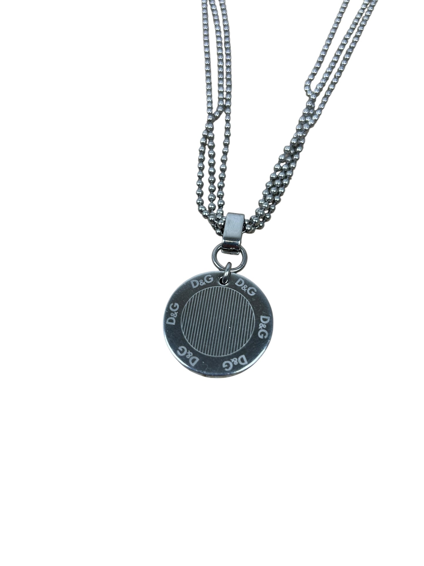 Dolce & Gabbana Silver Poker Chip Triple Chain Necklace
