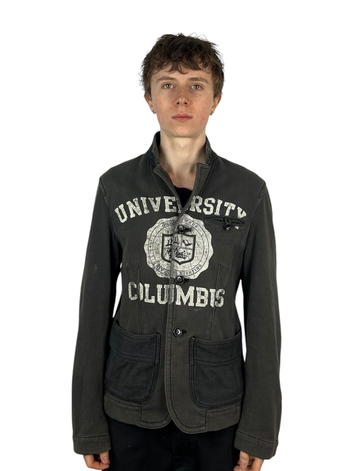 2006AD Junya Watanabe Man Deconstructed “Columbus University” Button-Up Jacket (S)