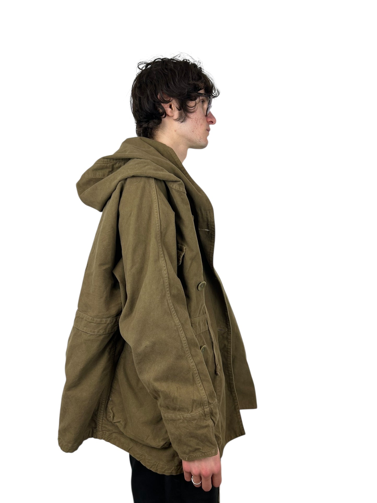 Kapital Oversized Hooded Military Cotton Ringer Jacket (L)