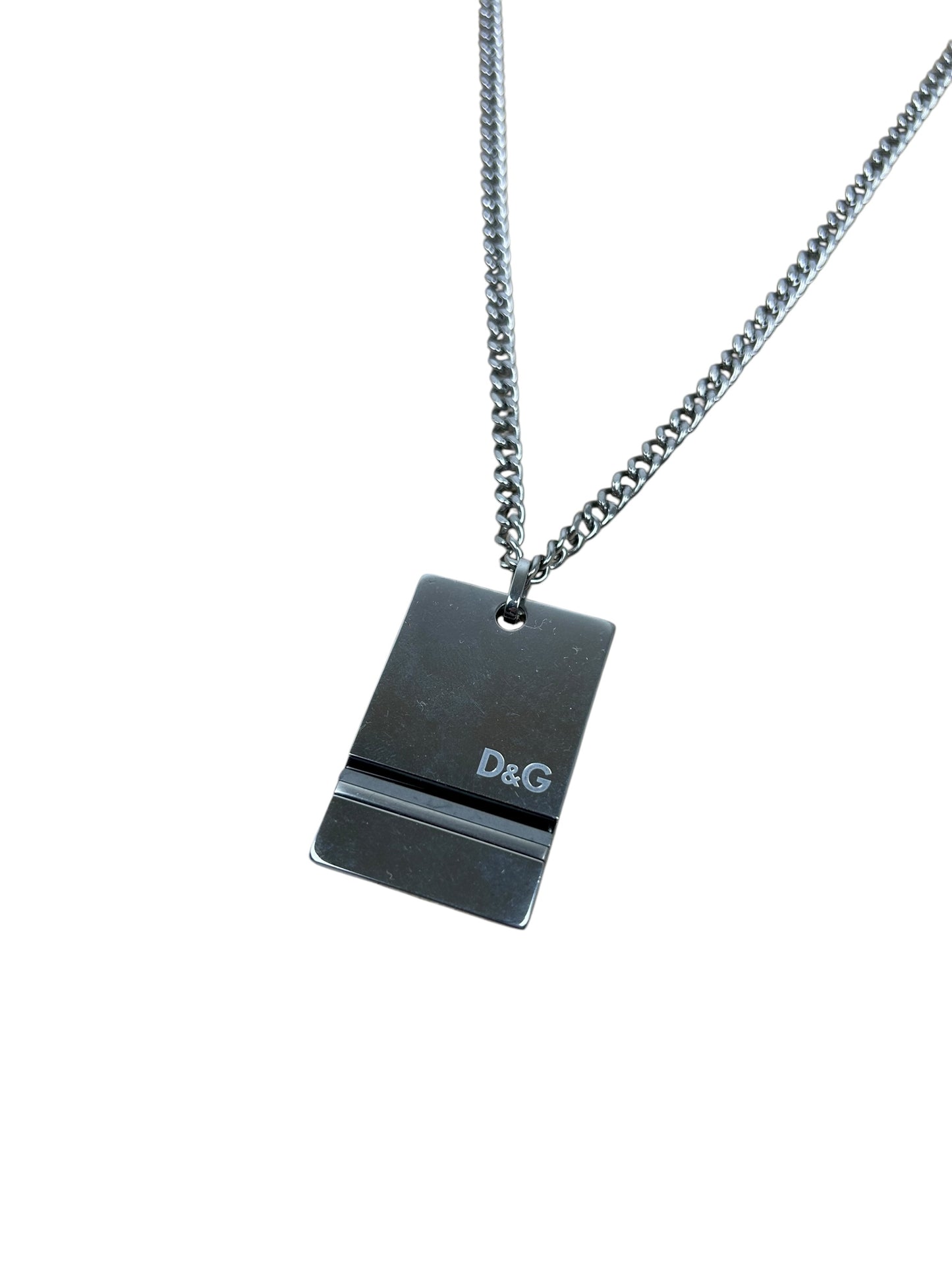 Dolce & Gabbana Silver Logo Dog-tag Necklace
