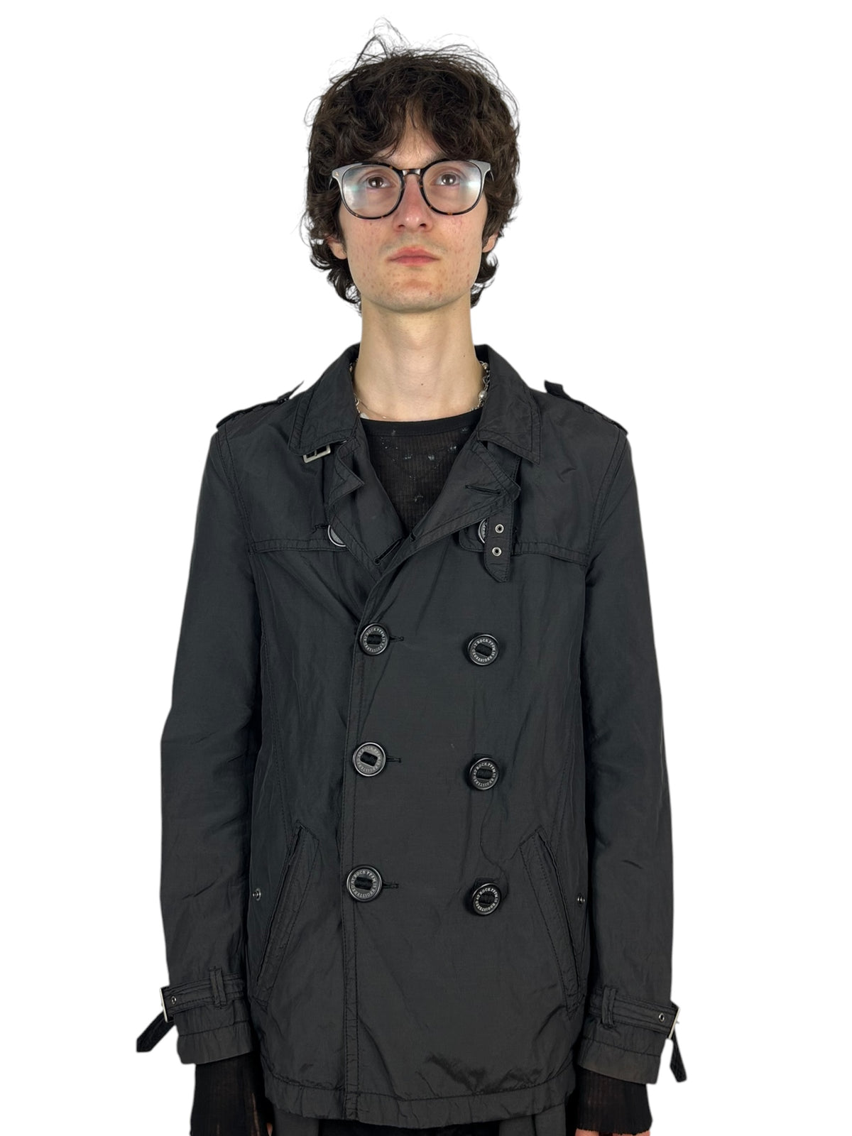 2000s PPFM Military Utility Trench Coat w Internal Harness (L)