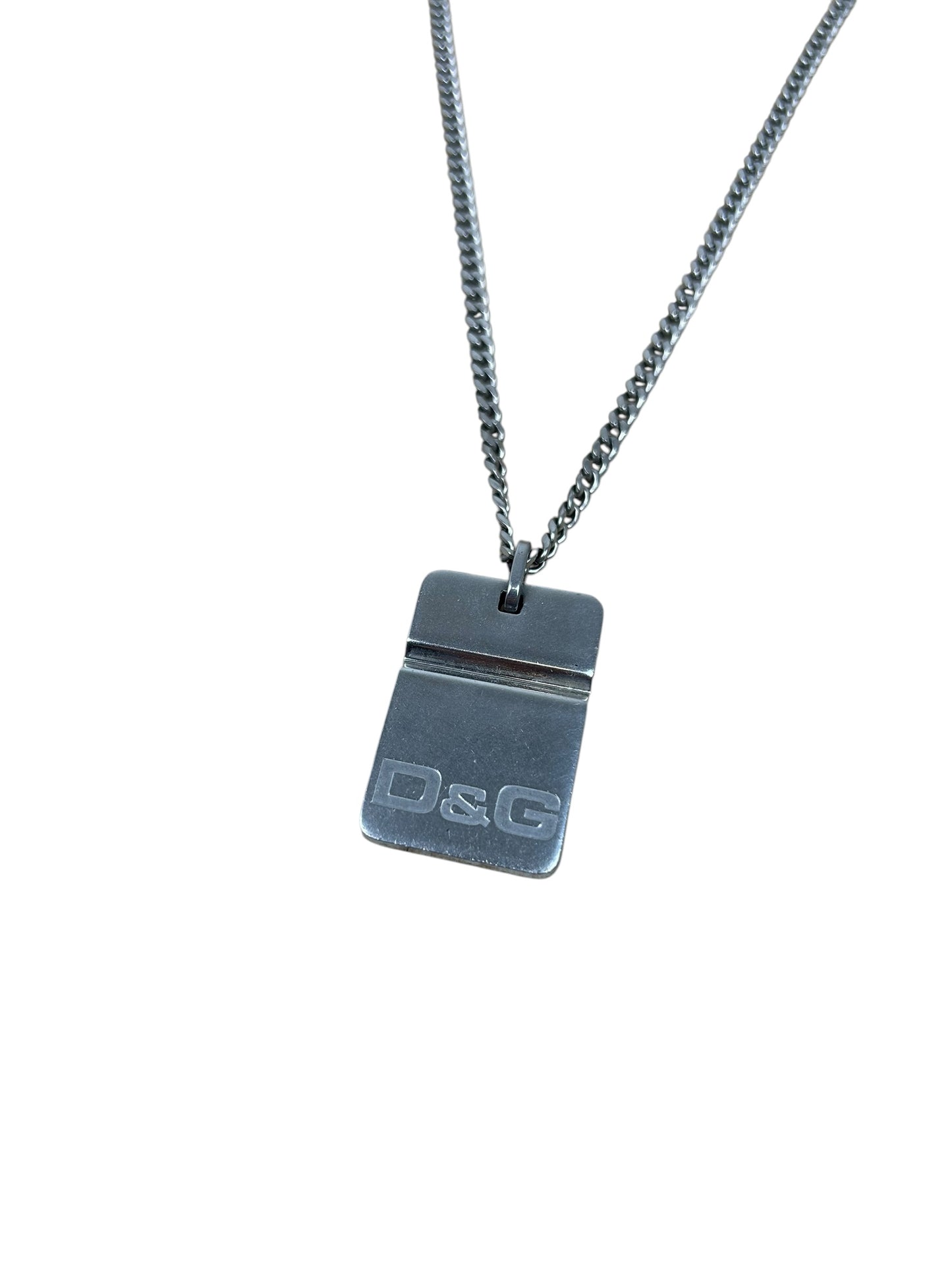 Dolce & Gabbana Silver Reversible Logo Dog-tag Necklace