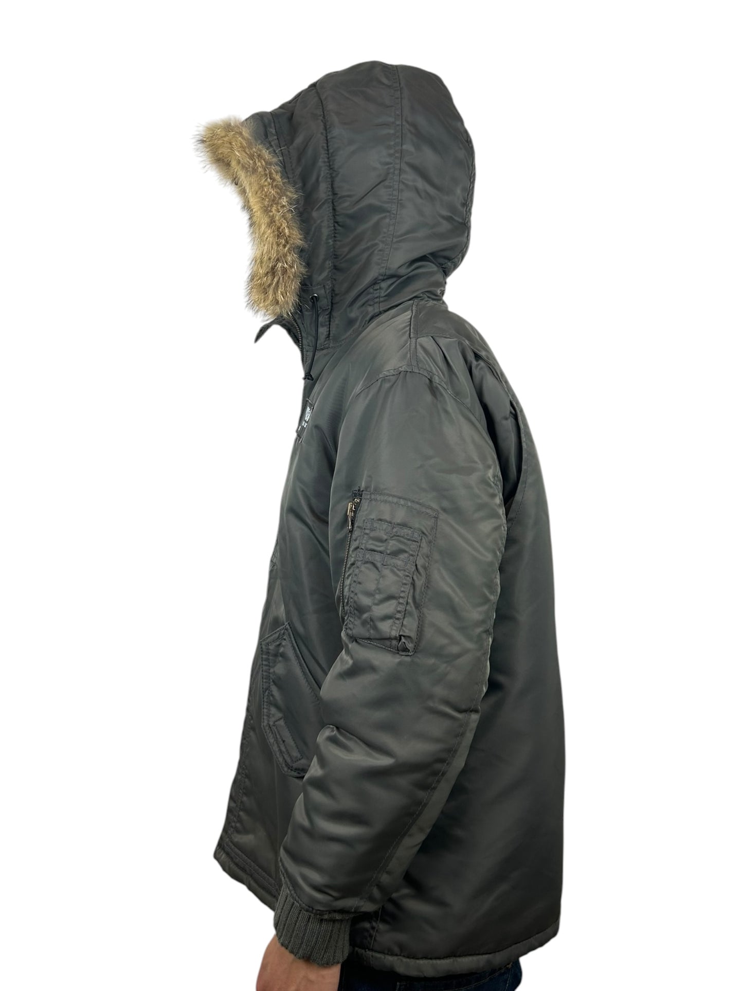 PPFM N-3B Zip Hood Coyote Fur Flight Parka Jacket (L)