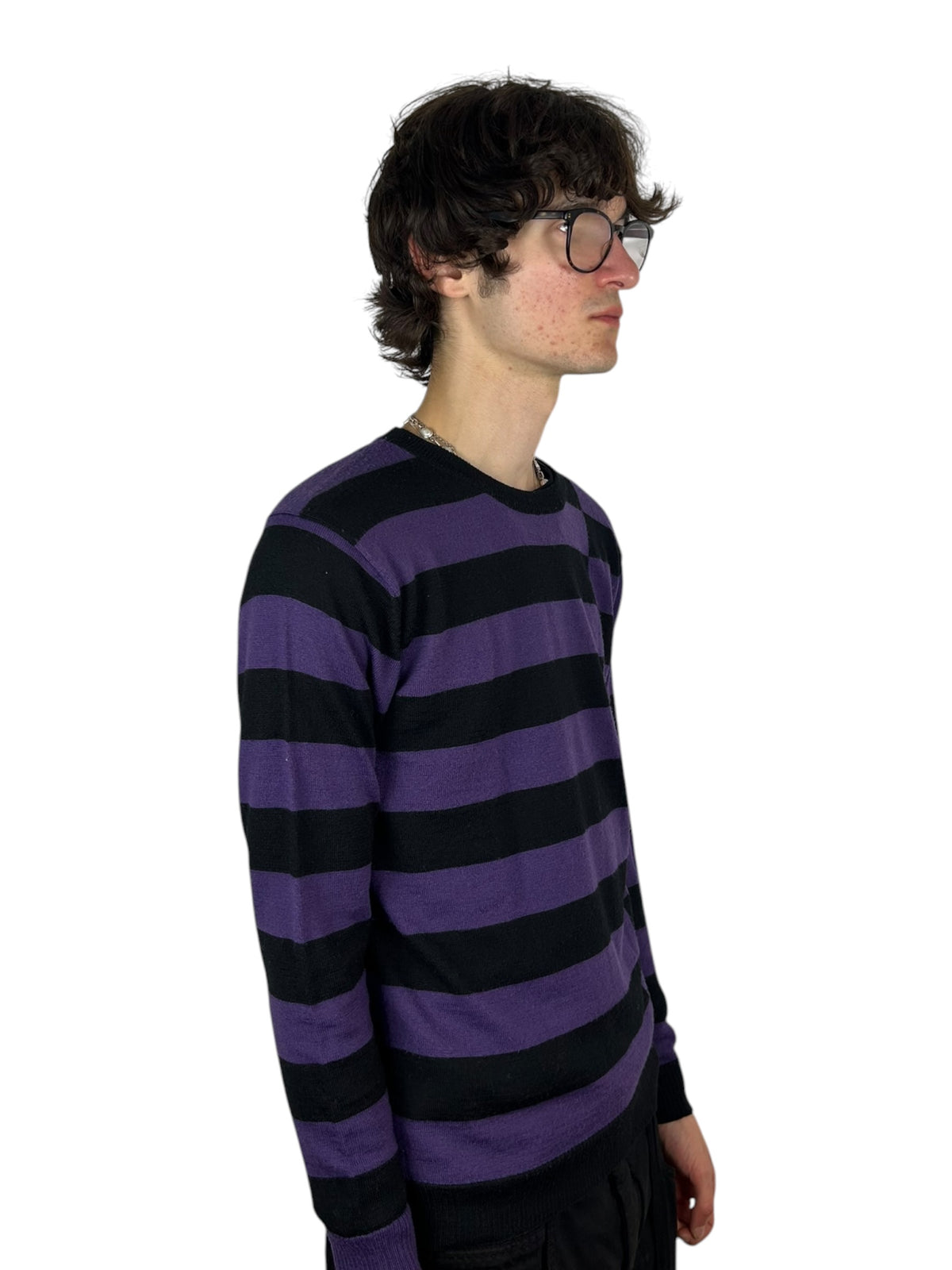2000s PPFM Asymmetrical Striped Knit Sweater (M)