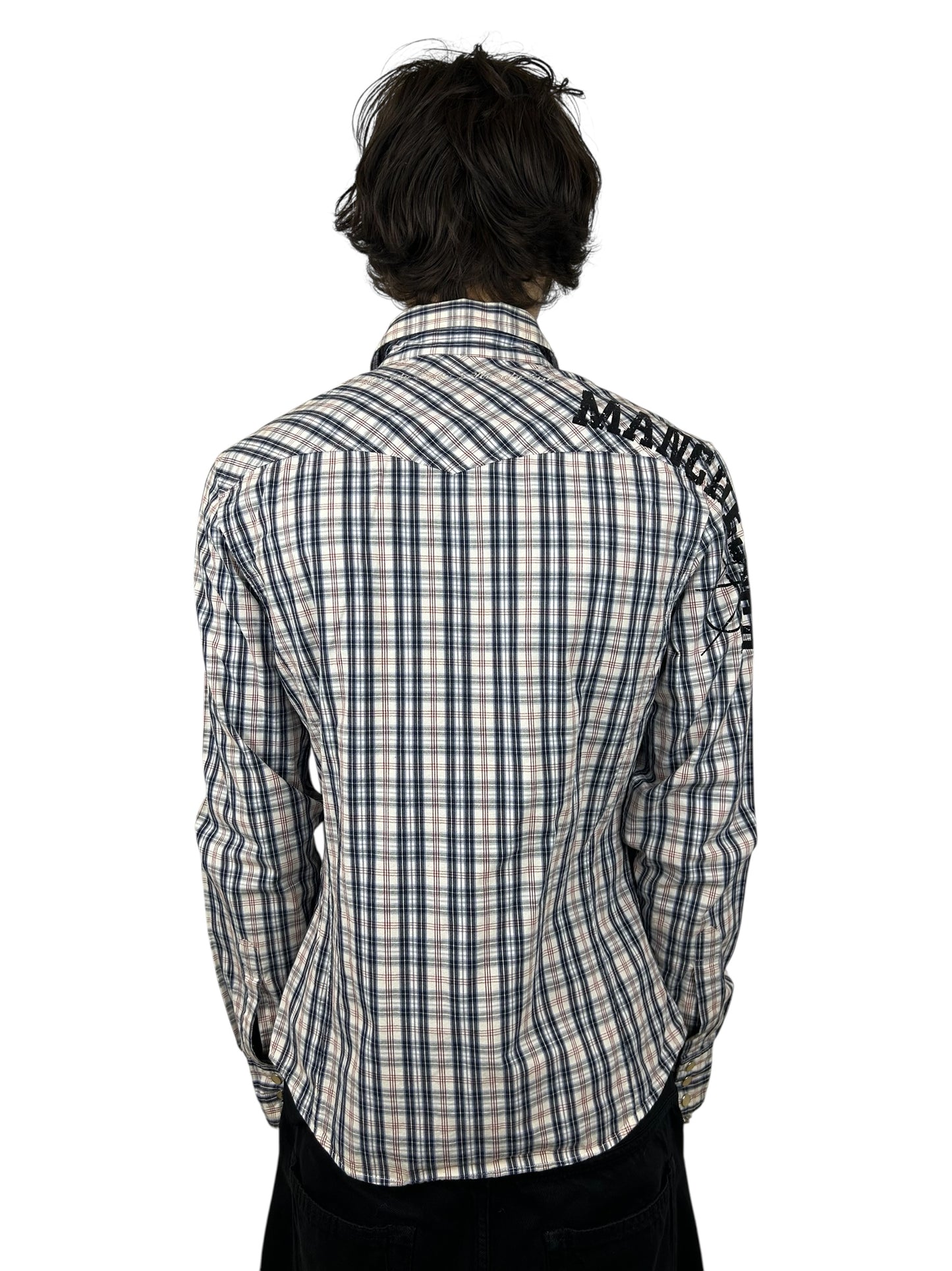 2000s PPFM “Manchester Anarchy” Tattersall Plaid Snap Button Shirt (M)
