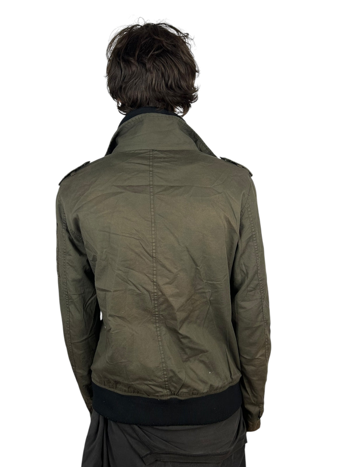 Bareback Realdress Double Zipper Multi-Pocket Military Bomber Jacket (L)