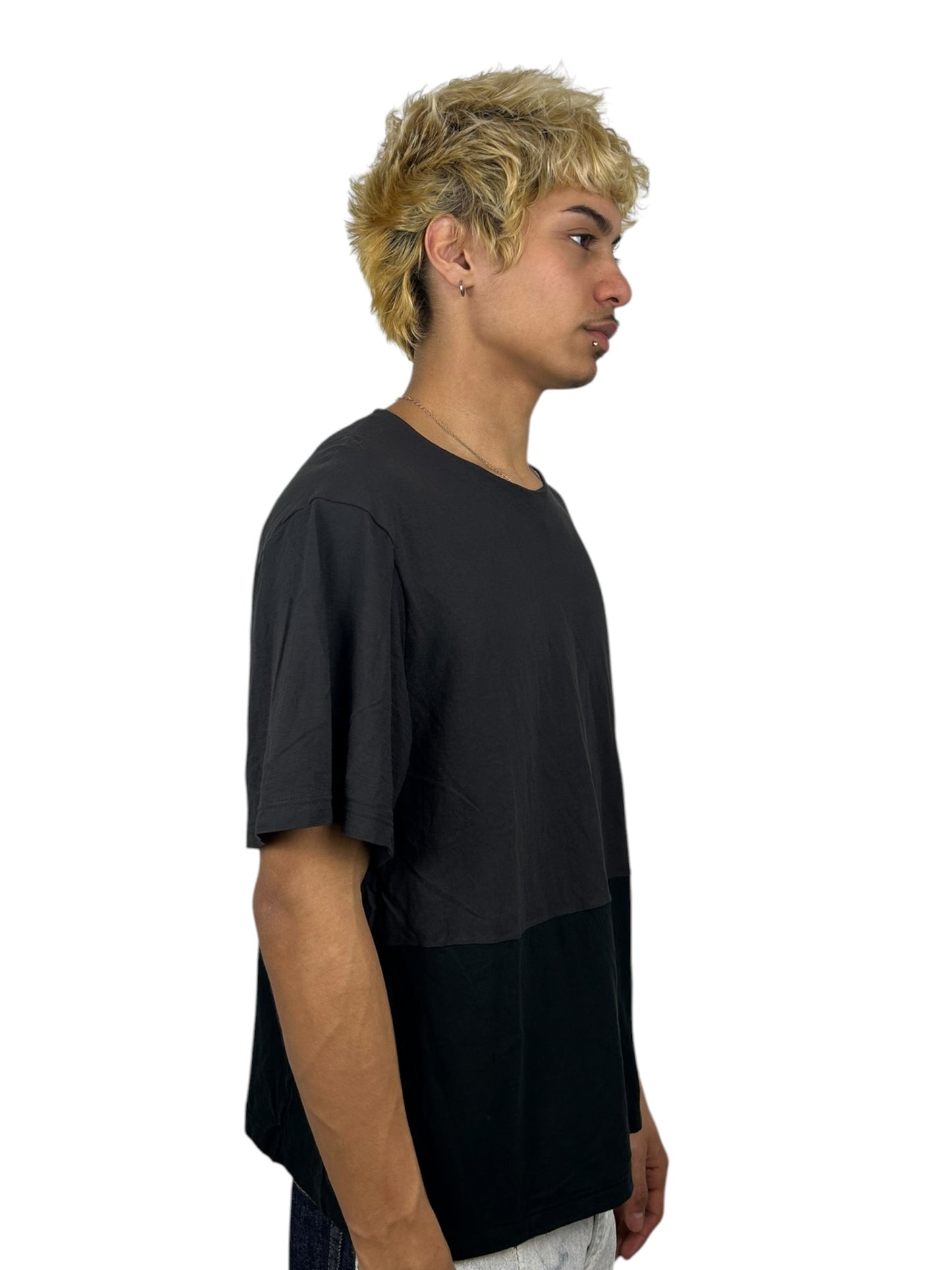 2010s Devoa Two-Tone Panel Cotton Cutsew T-Shirt (L)
