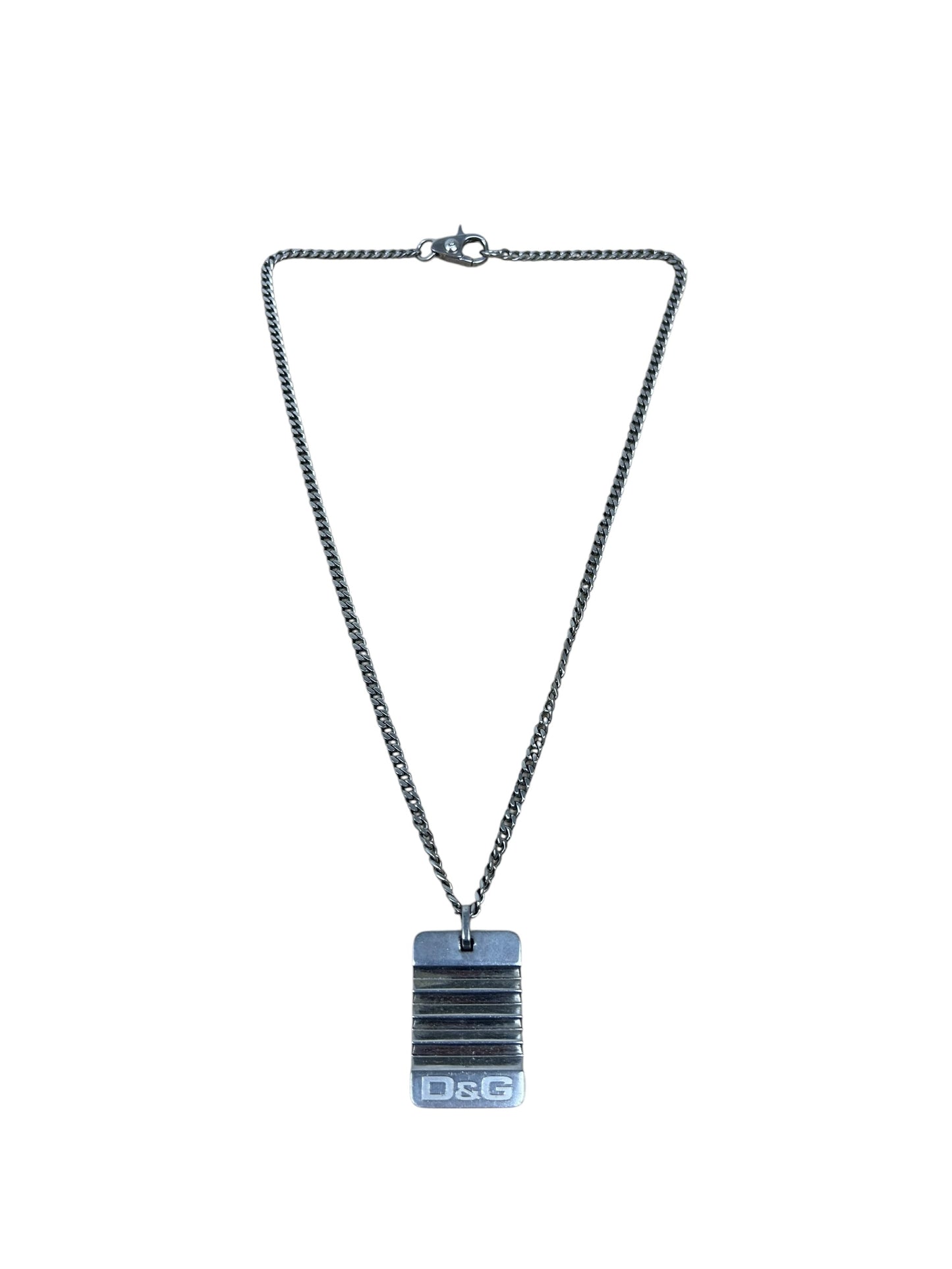 Dolce & Gabbana Silver Reversible Logo Dog-tag Necklace