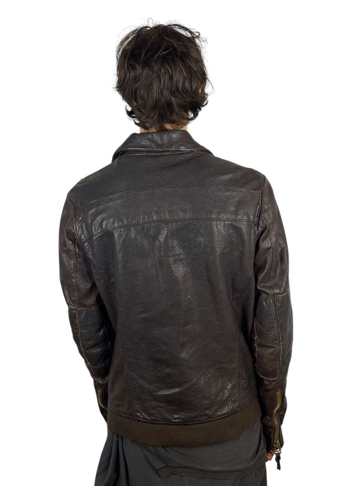 Johnbull Purple Leather Multi-Pocket Zip Jacket with Neck Guard (L)