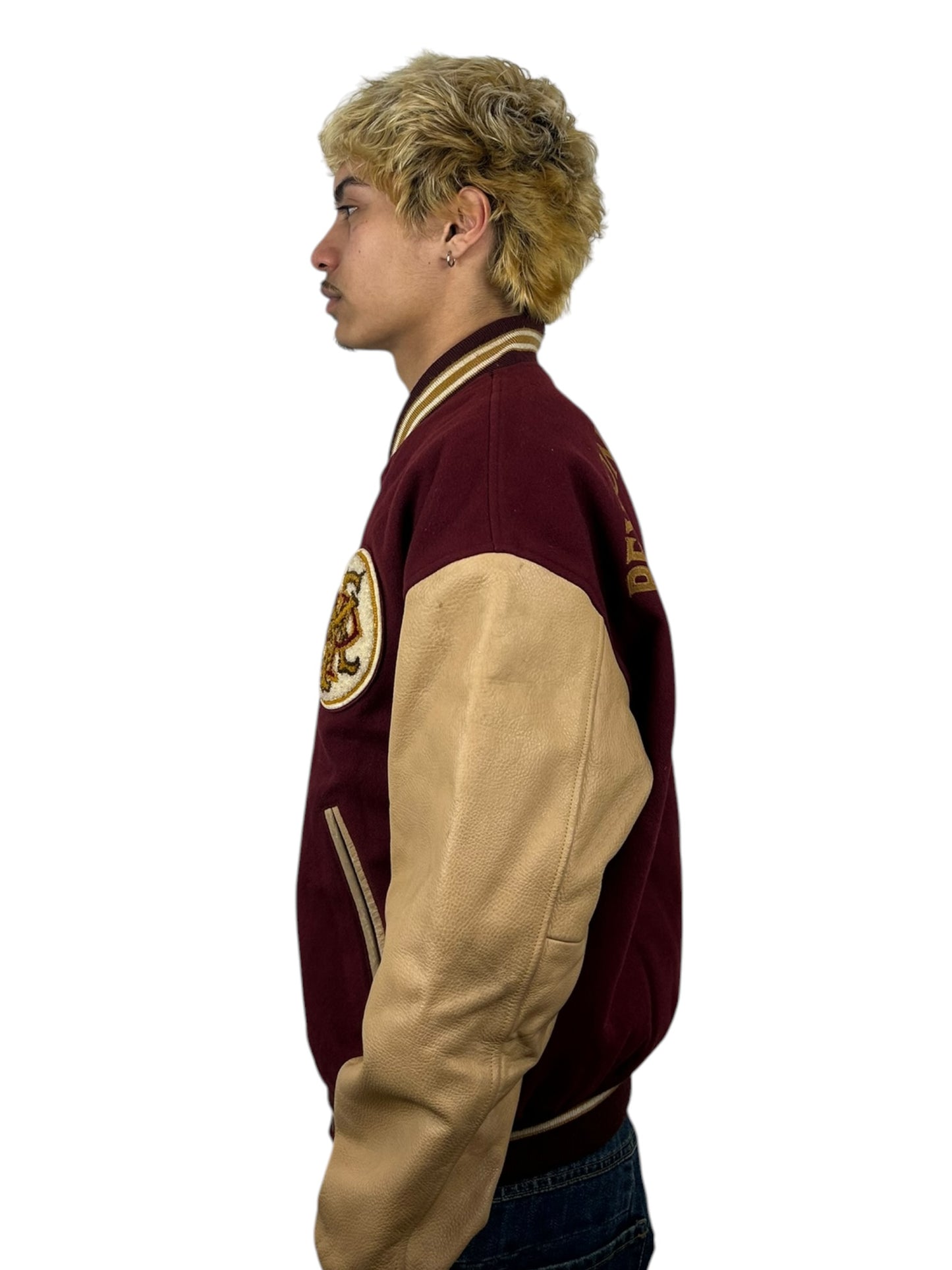1990s PPFM Ski Team “Kitzbühel Horn” Embroidered Wool Leather Varsity Jacket (L)