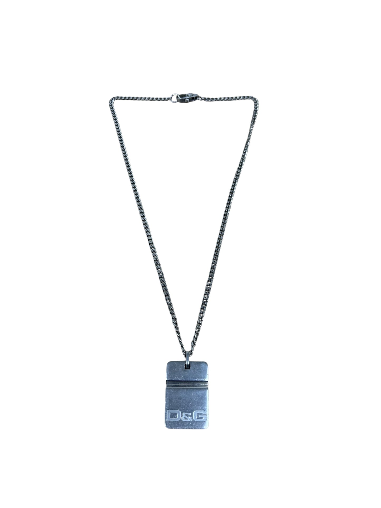 Dolce & Gabbana Silver Reversible Logo Dog-tag Necklace