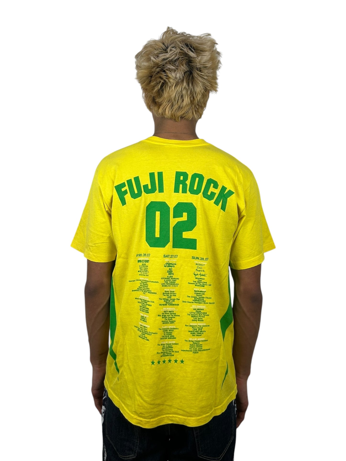 2002 Fuji Rock Festival FRF Brazil Style Graphic Lineup Print T-Shirt (M)