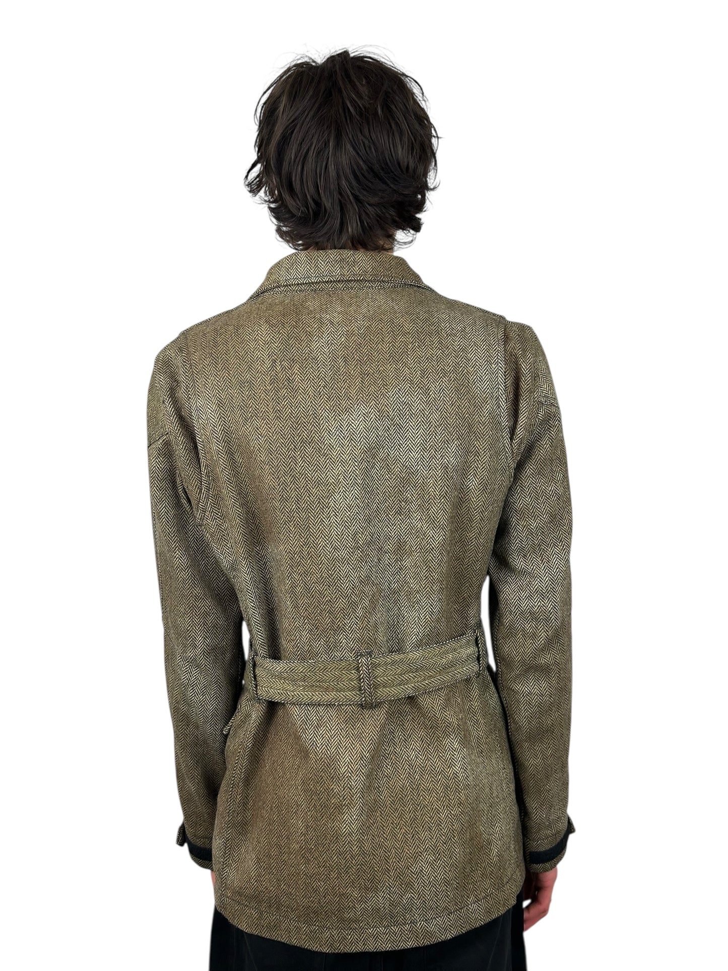 PPFM Belted HerringboneUtility Jacket with Zipper ChestPockets (M)