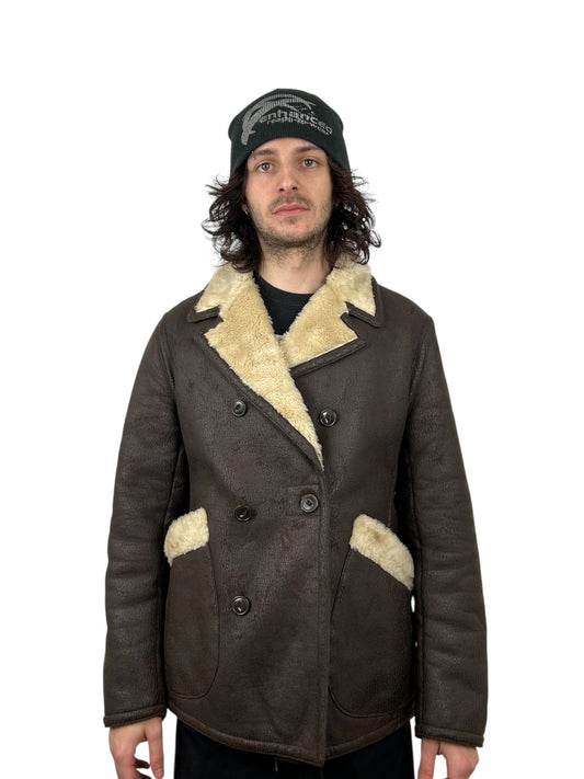 PPFM Heavy Double Breasted Faux Shearling Naval Jacket (L)