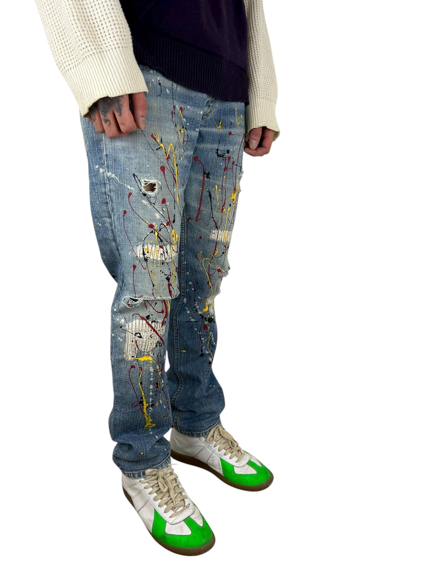 Johnbull Multicolour Paint Splatter Denim (32x31)