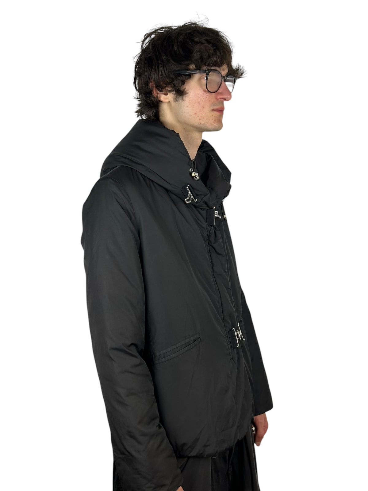 Armani Jeans Convertible Zip-Hood Buckle Puffer Jacket (M)
