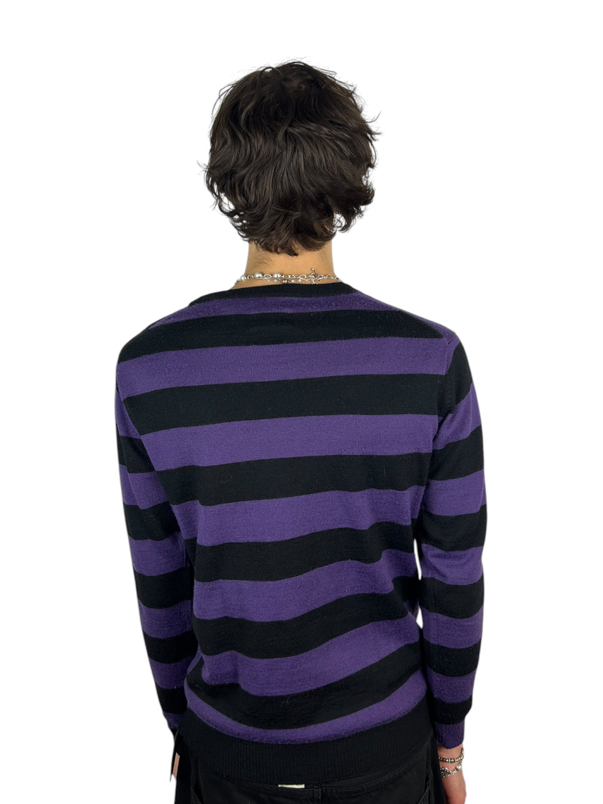 2000s PPFM Asymmetrical Striped Knit Sweater (M)