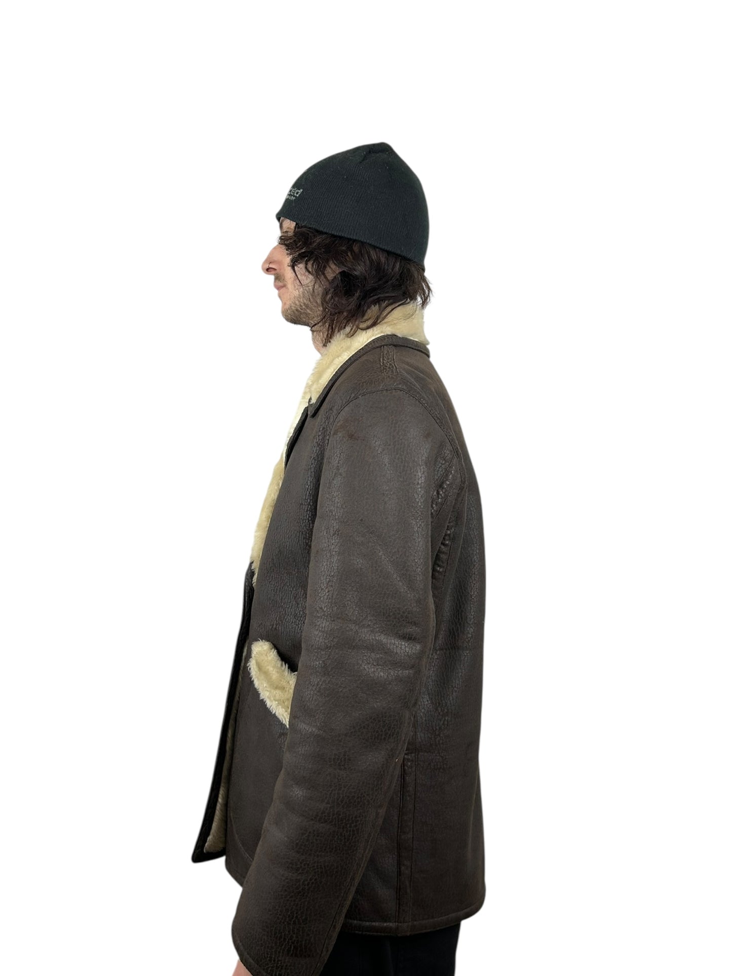 PPFM Heavy Double Breasted Faux Shearling Naval Jacket (L)