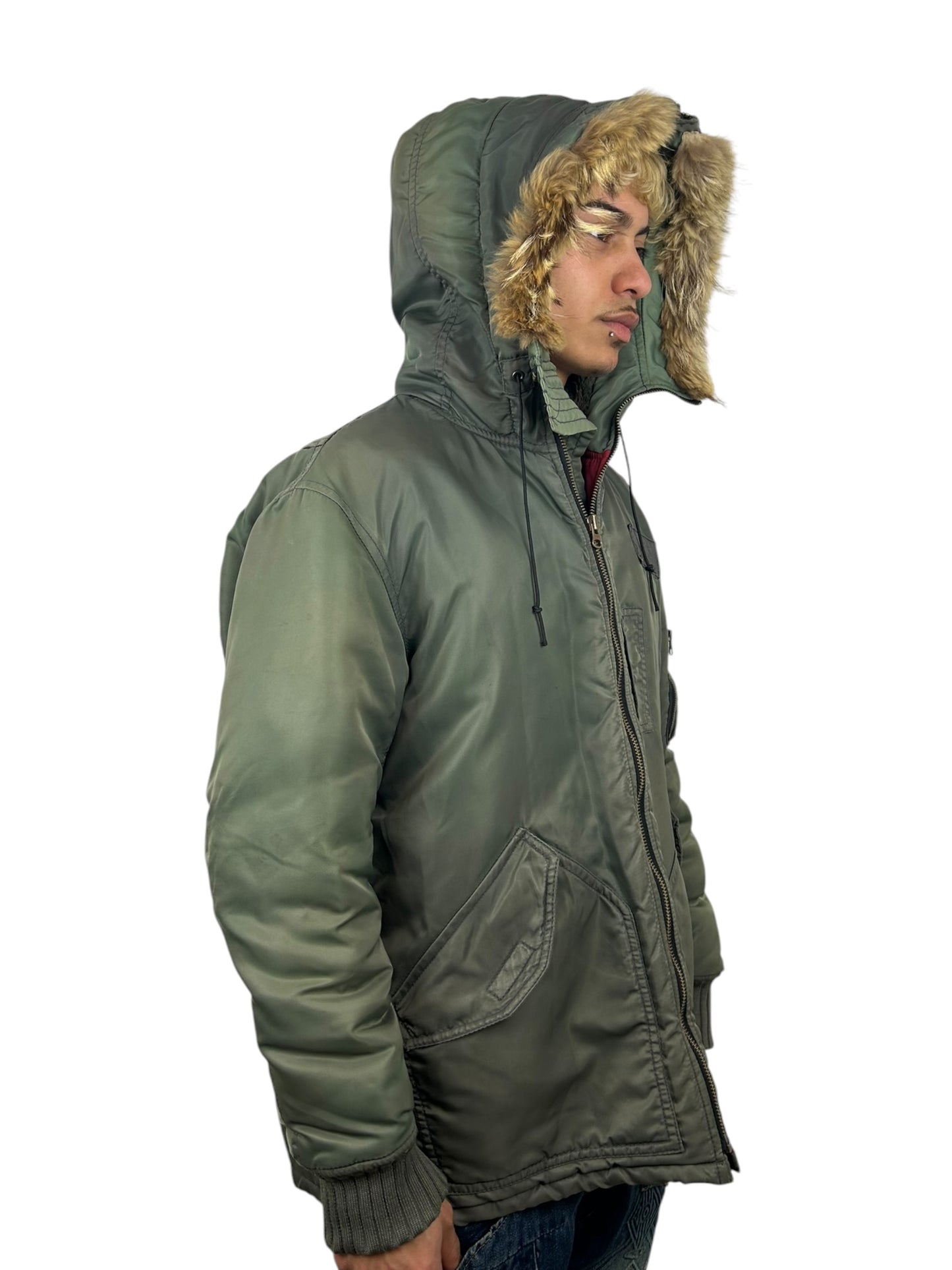 PPFM N-3B Zip Hood Coyote Fur Flight Parka Jacket (M)
