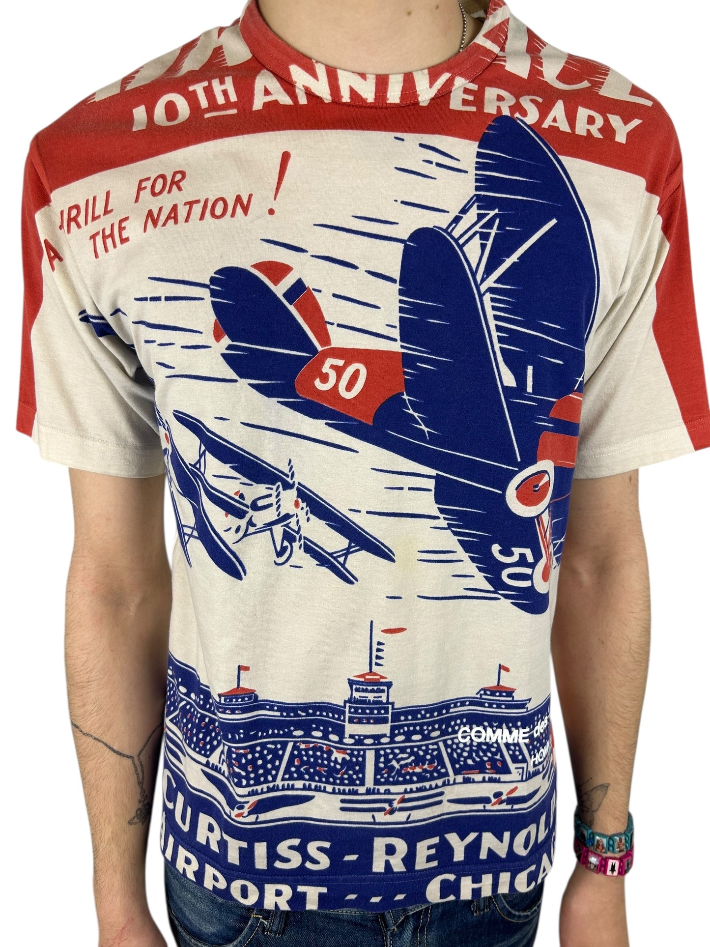 2003AD Comme des Garçons Homme “Anniversary Air Races" All Over Print T-Shirt (M)