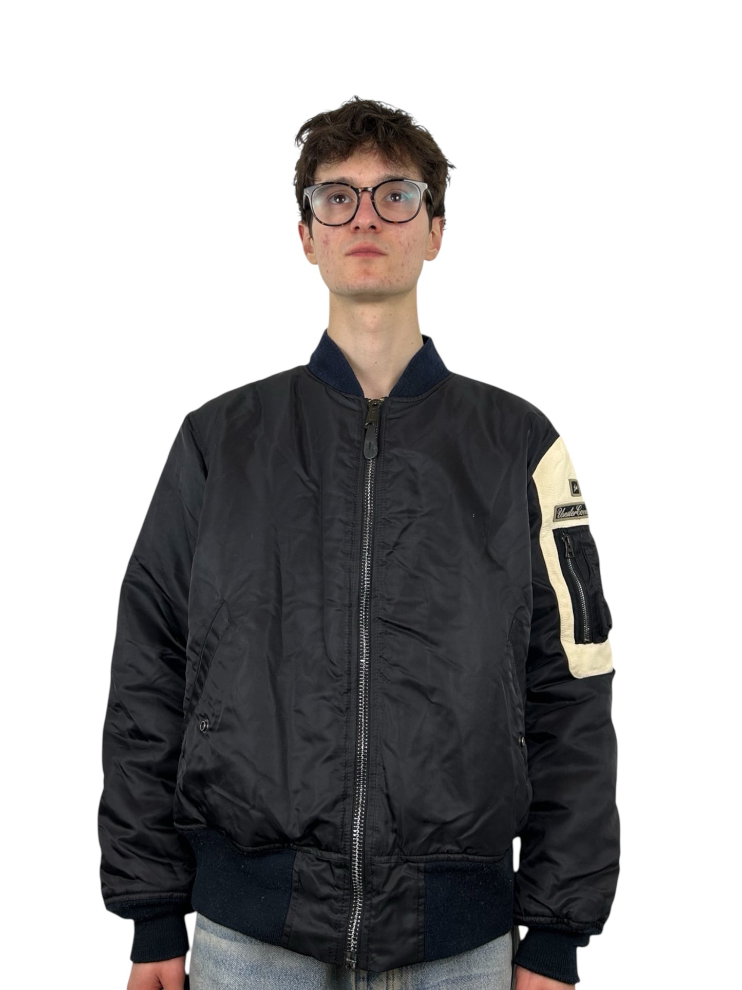 2004AW Undercover x Fragment Alpha Studios Deer Skin Panel Bomber Jacket (L)