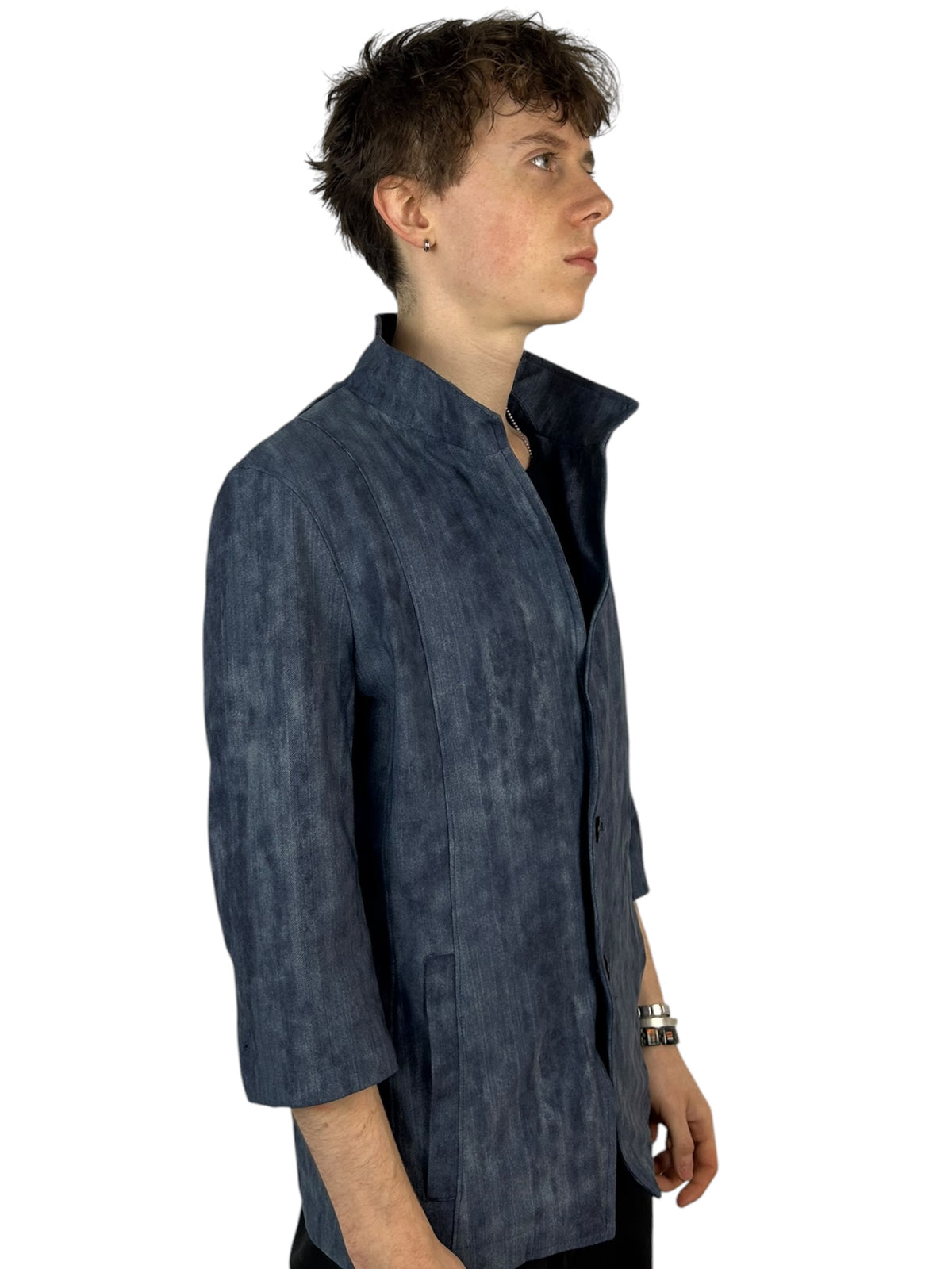 Tornado Mart Washed Indigo Stand Collar Jacket (S)