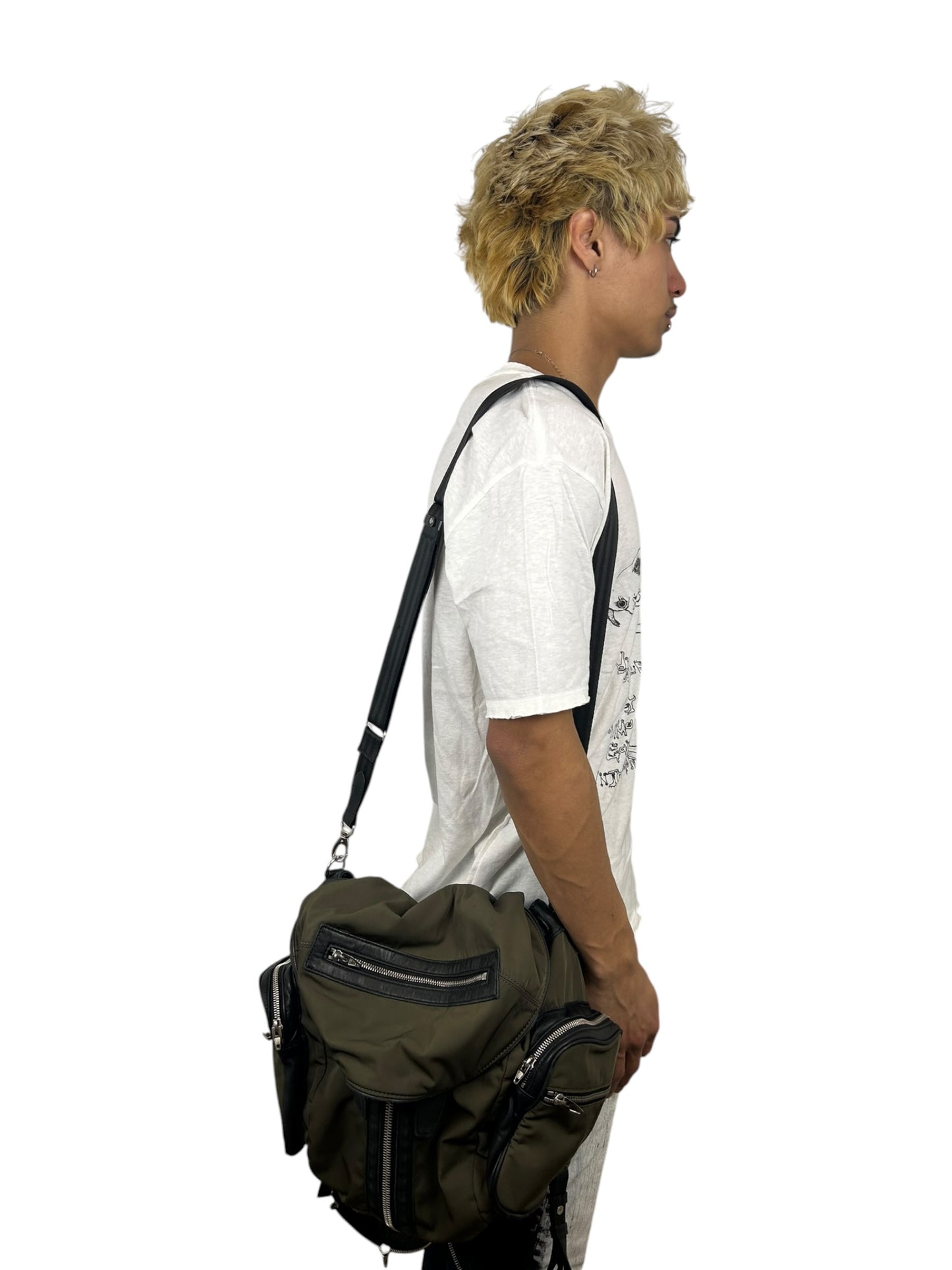 2010s Alexander Wang “Marti” Nylon Leather Multi-Zip Convertible Backpack (OS)