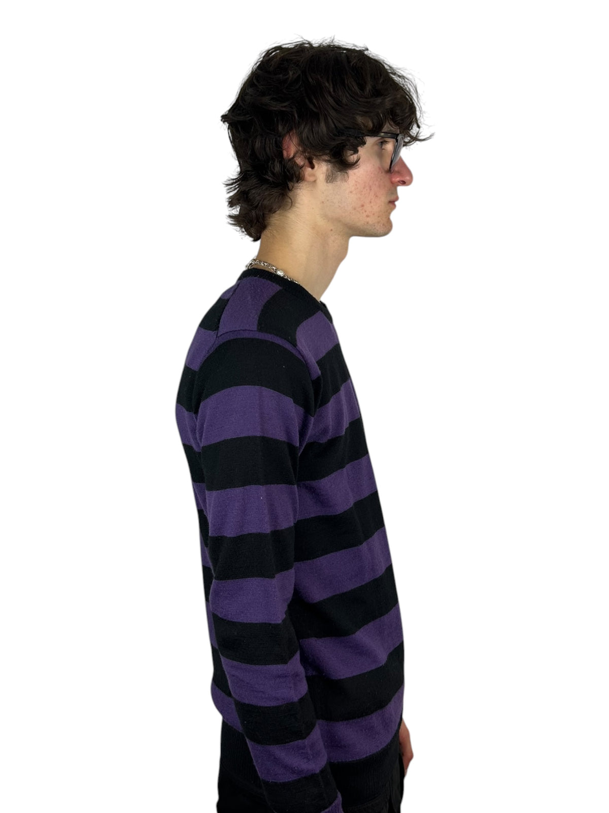 2000s PPFM Asymmetrical Striped Knit Sweater (M)