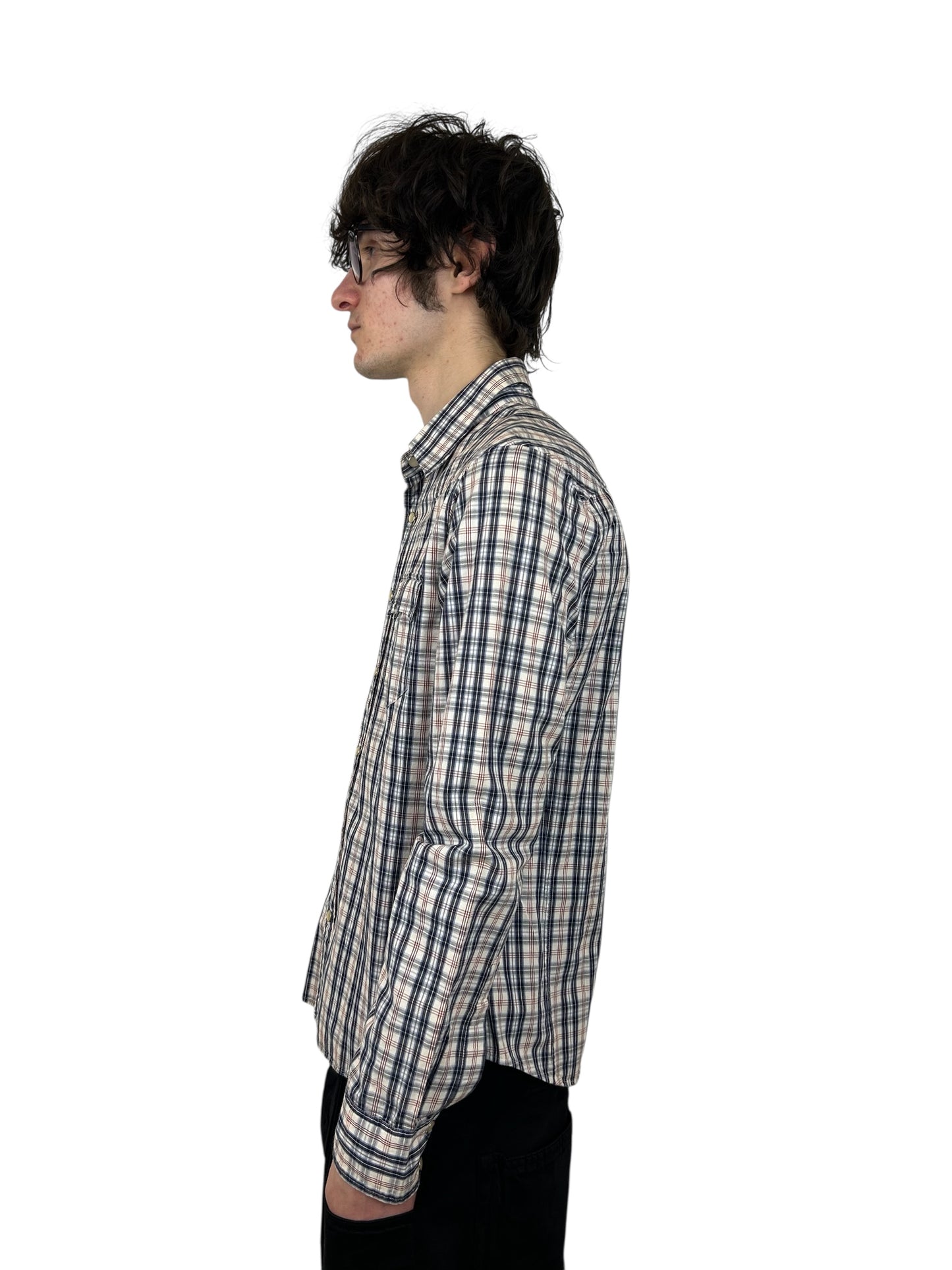 2000s PPFM “Manchester Anarchy” Tattersall Plaid Snap Button Shirt (M)
