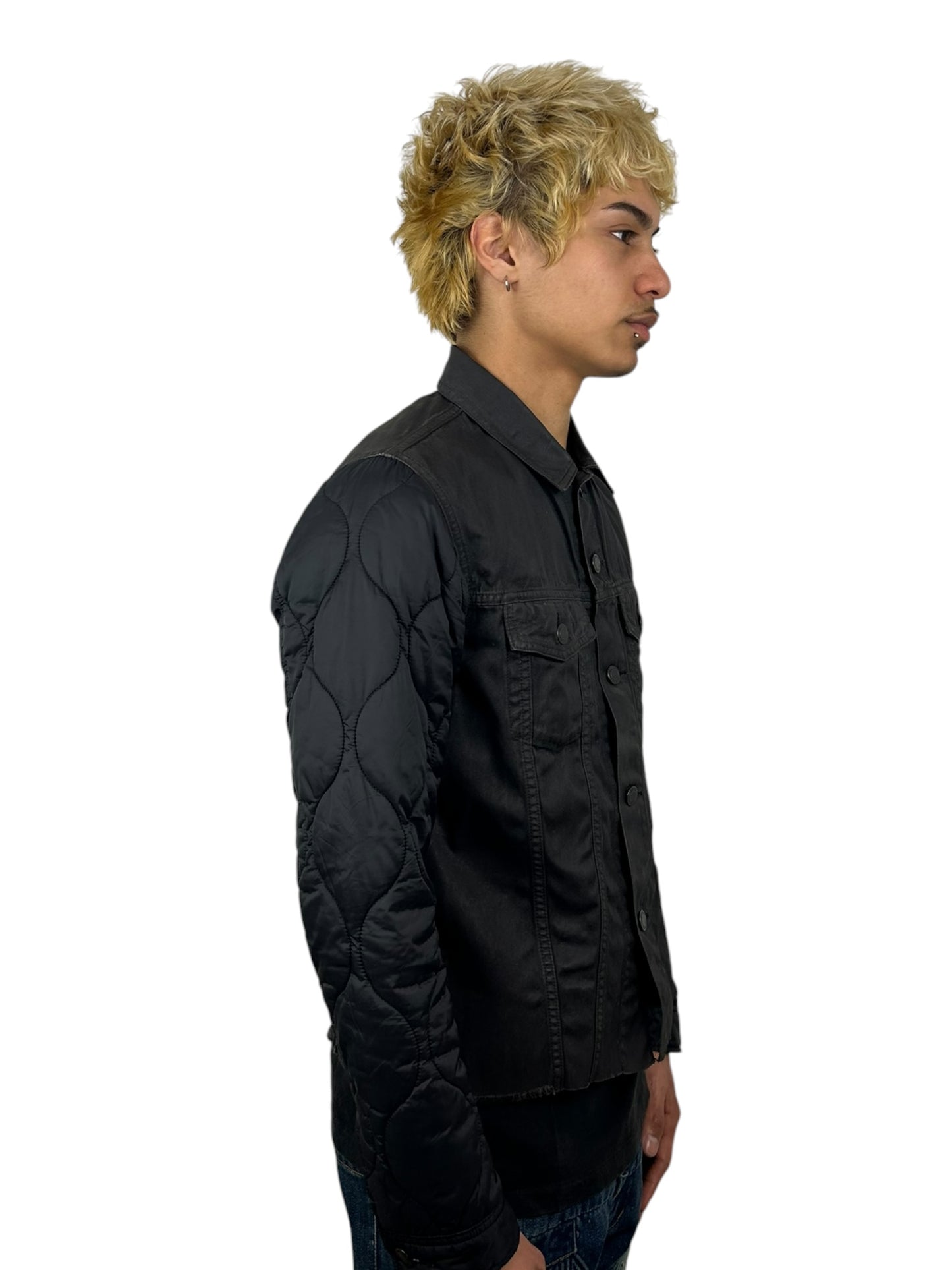 2013AW Undercoverism “Anatomi Couture” Quilted Sleeve Panel Oil Faded Trucker Jacket (M)