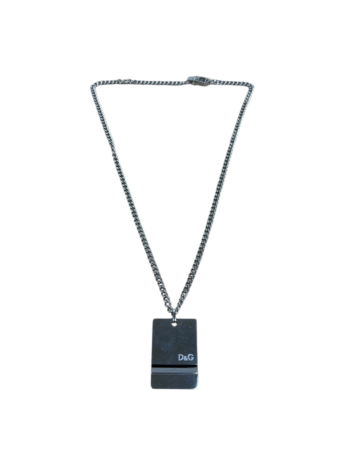 Dolce & Gabbana Silver Logo Dog-tag Necklace