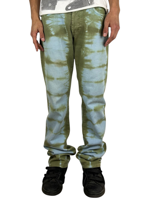 Dolce & Gabbana Olive Tie-Dye/Bleached Straight Leg Denim (30.5x33)