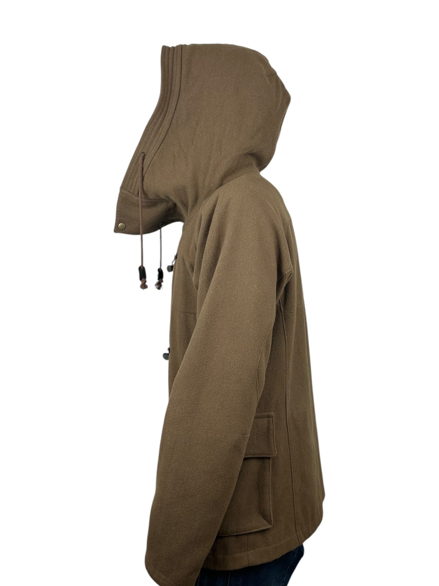 2000s PPFM Hooded Duffle Toggle Closure Wool Blend Panelled Utility Coat (L)